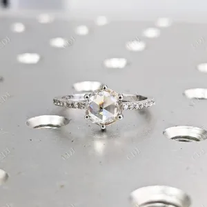 0.10CT Round Rose Cut Moissanite Engagement Ring