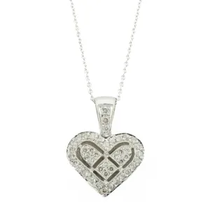 0.43ctw Diamond Accented Heart Pendant on 18" Fine Cable Chain in 14K White Gold