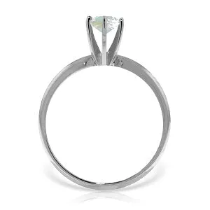 0.65 Carat 14K Solid White Gold Solitaire Ring Natural Aquamarine