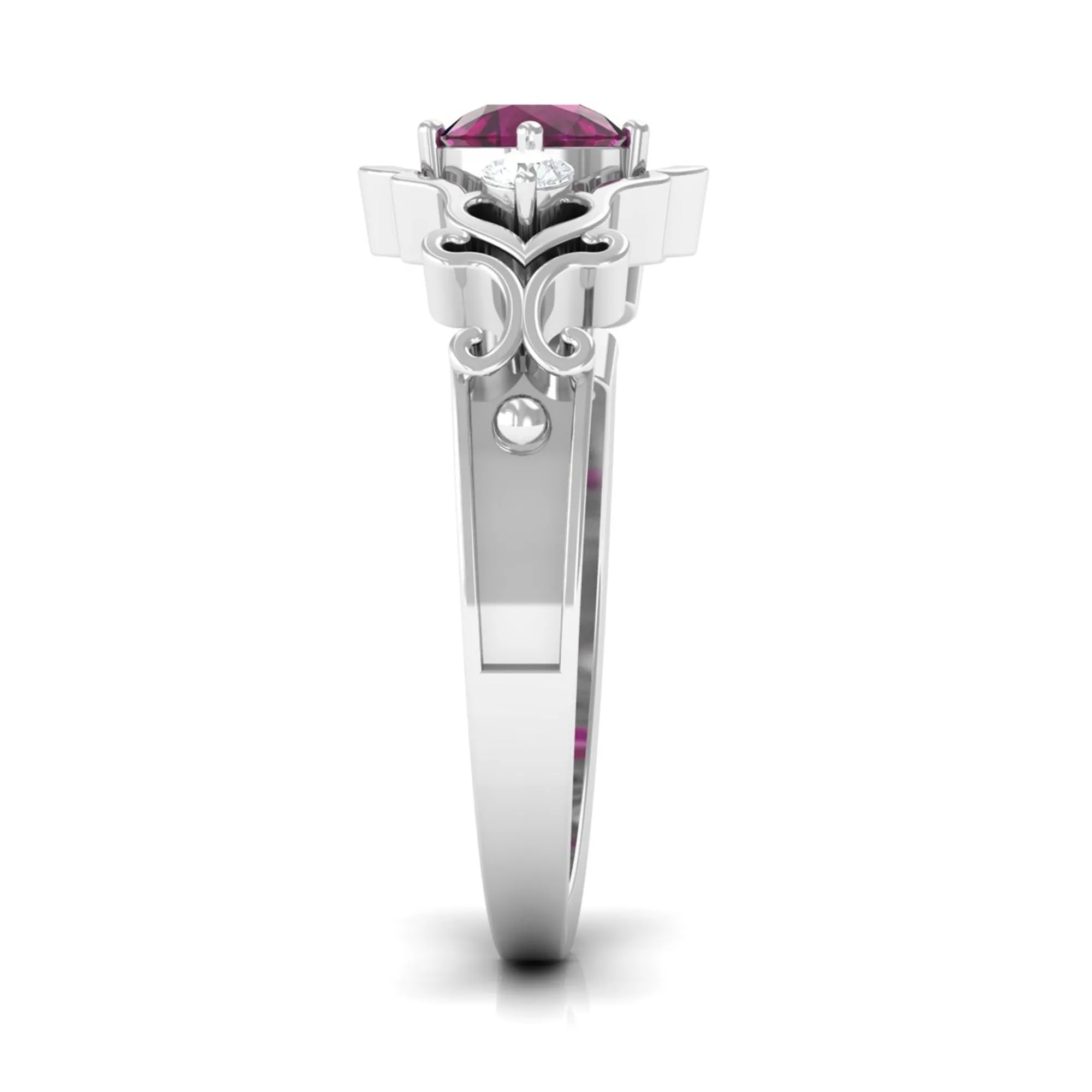 0.75 CT Rhodolite and Diamond Cut Out Antique Ring