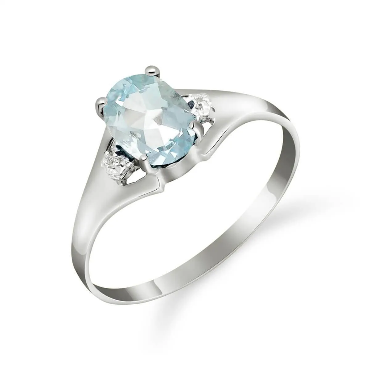 0.76 Carat 14K Solid White Gold Night Is Young Aquamarine Diamond Ring