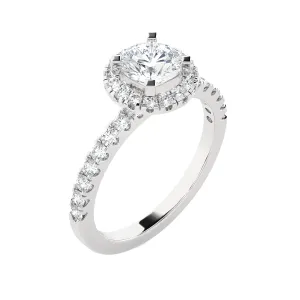 1 1/3 ctw Round Lab Grown Diamond Halo Engagement Ring