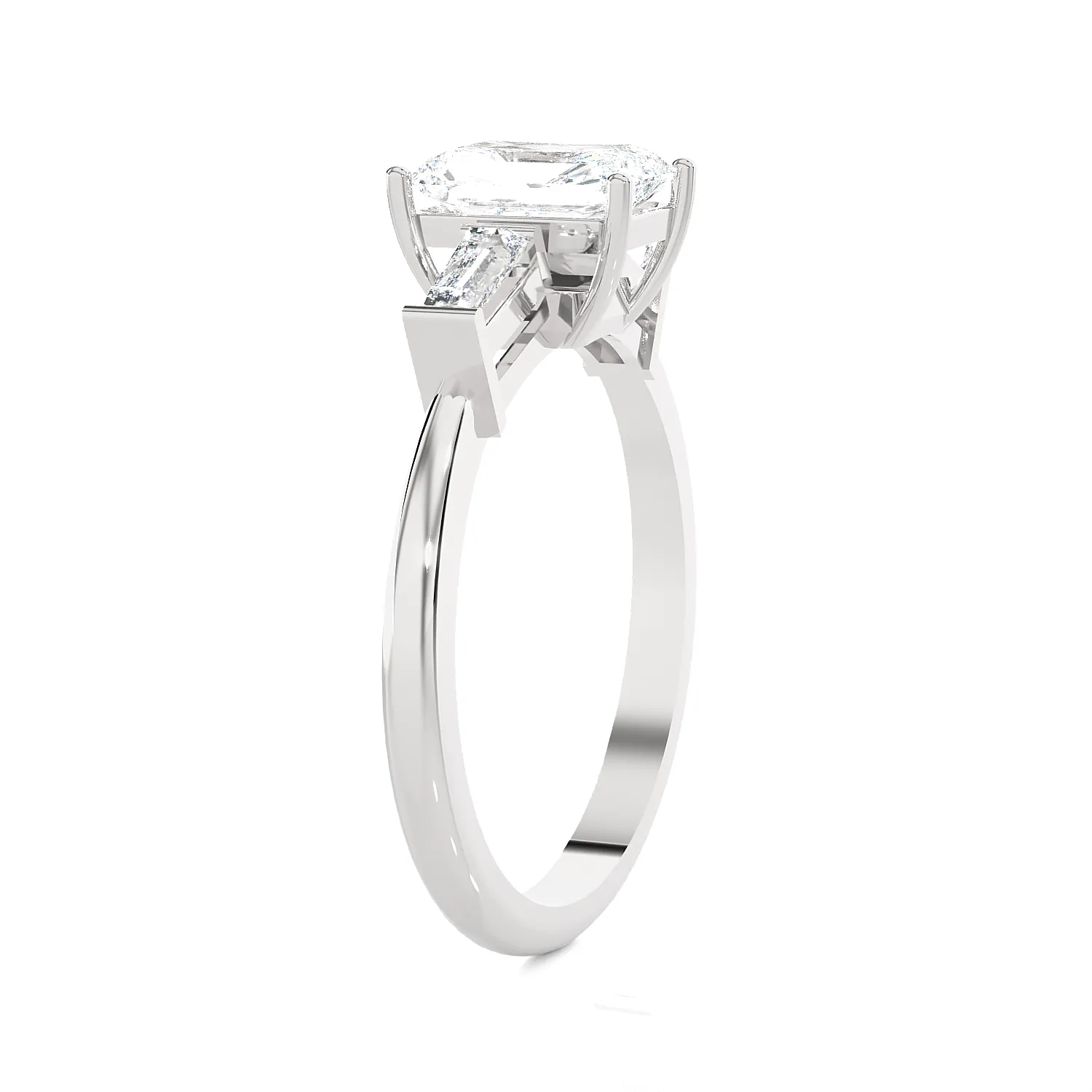 1 1/5 ctw Emerald-Cut with Tapered Baguette Three Stone Lab Grown Diamond Ring