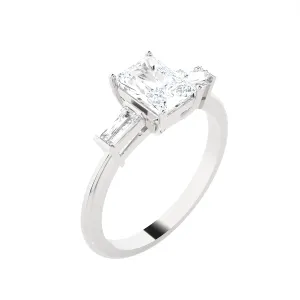 1 1/5 ctw Emerald-Cut with Tapered Baguette Three Stone Lab Grown Diamond Ring