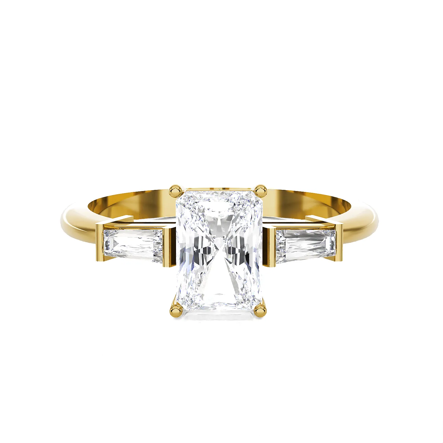 1 1/5 ctw Emerald-Cut with Tapered Baguette Three Stone Lab Grown Diamond Ring