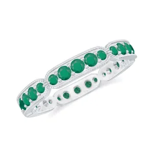 1 CT Emerald Eternity Ring in Pin Point Setting for Women