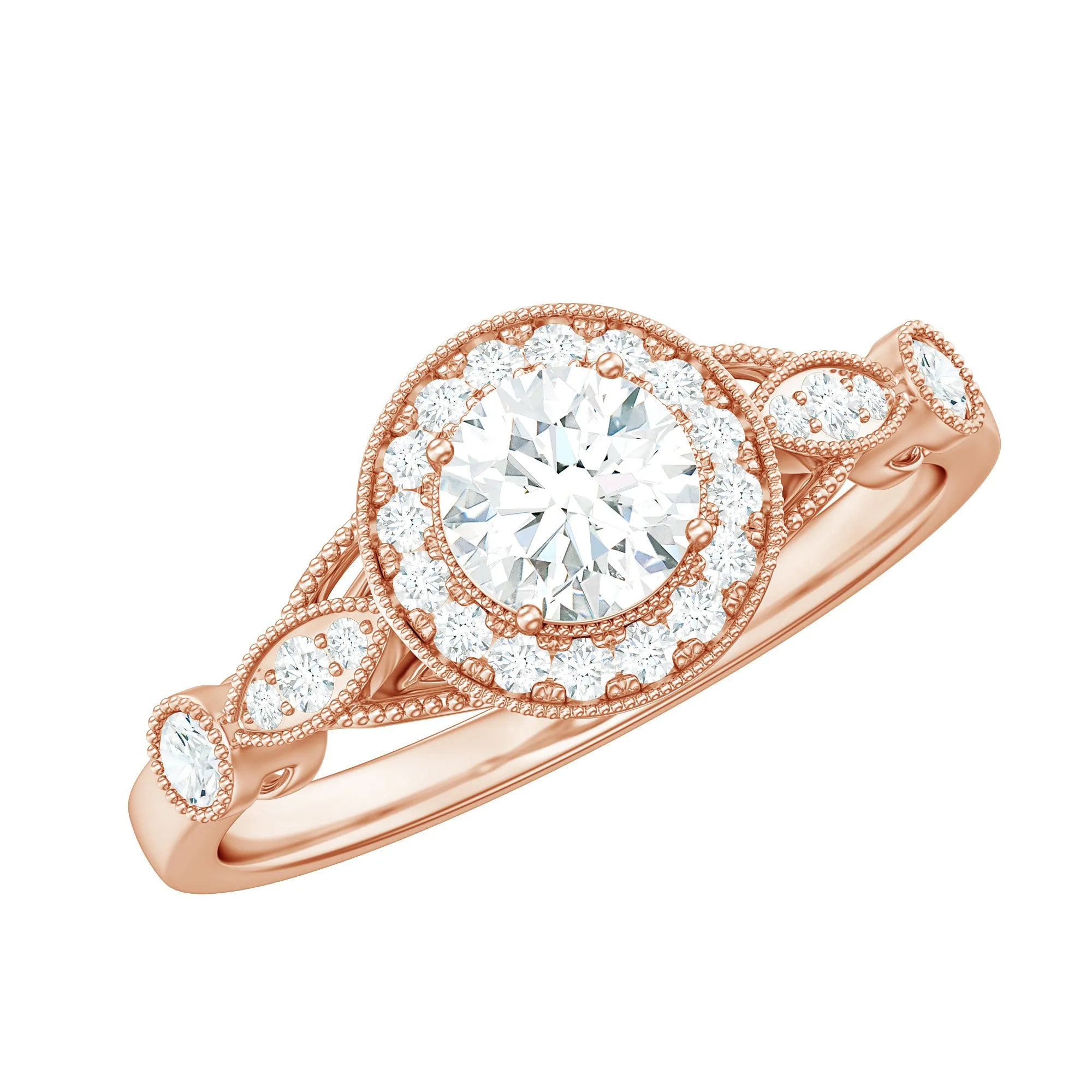 1 CT Round Cut Moissanite Engagement Ring