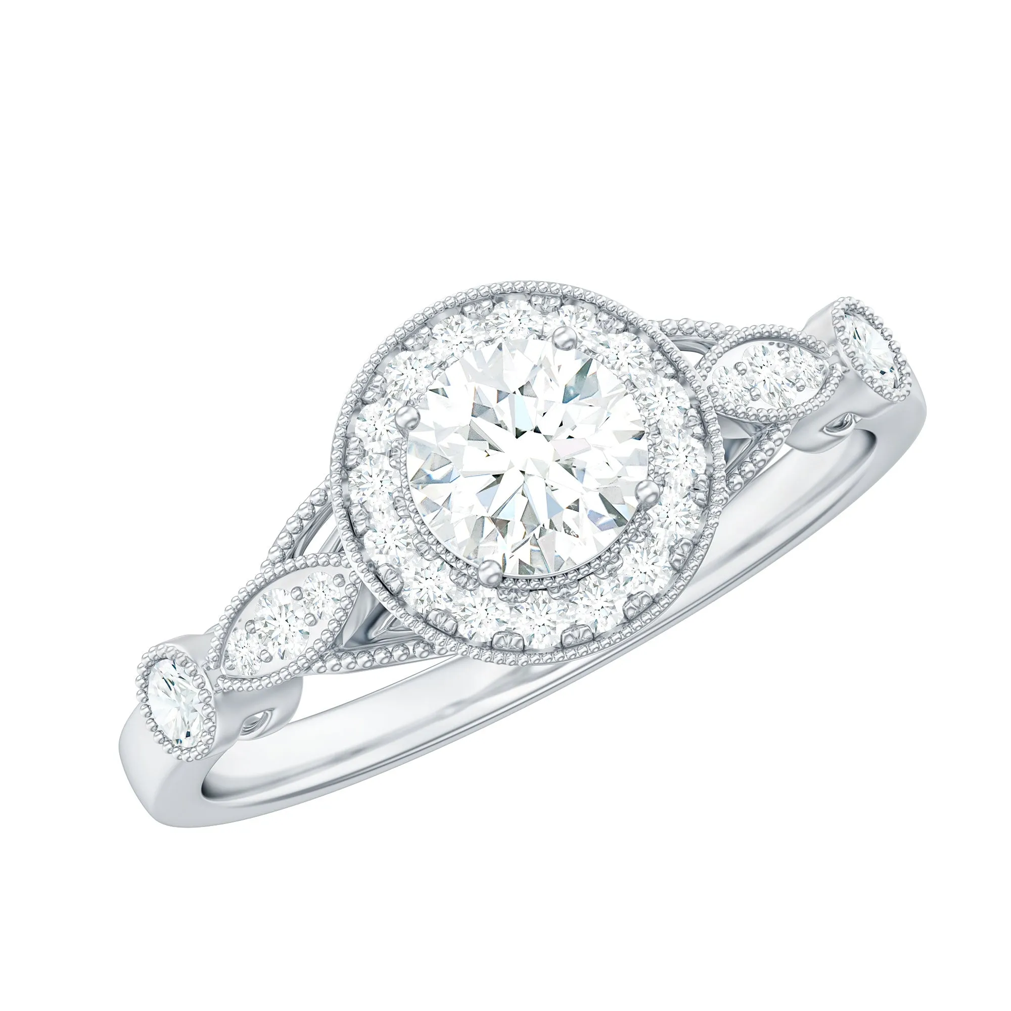 1 CT Round Cut Moissanite Engagement Ring