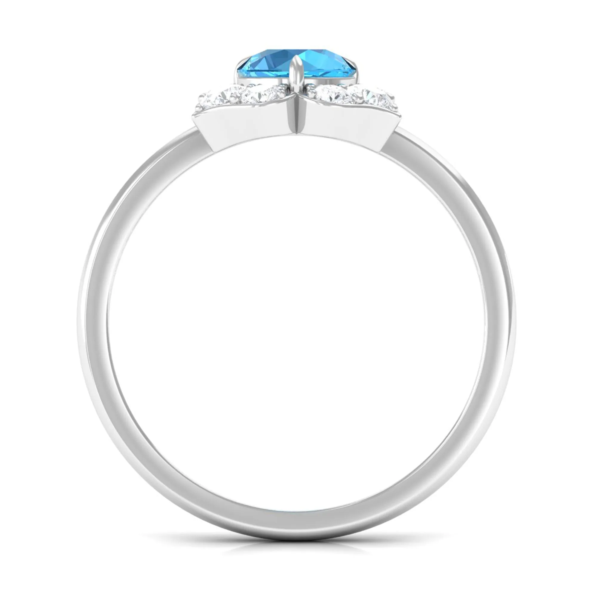 1 CT Swiss Blue Topaz Engagement Ring with Diamond Accent