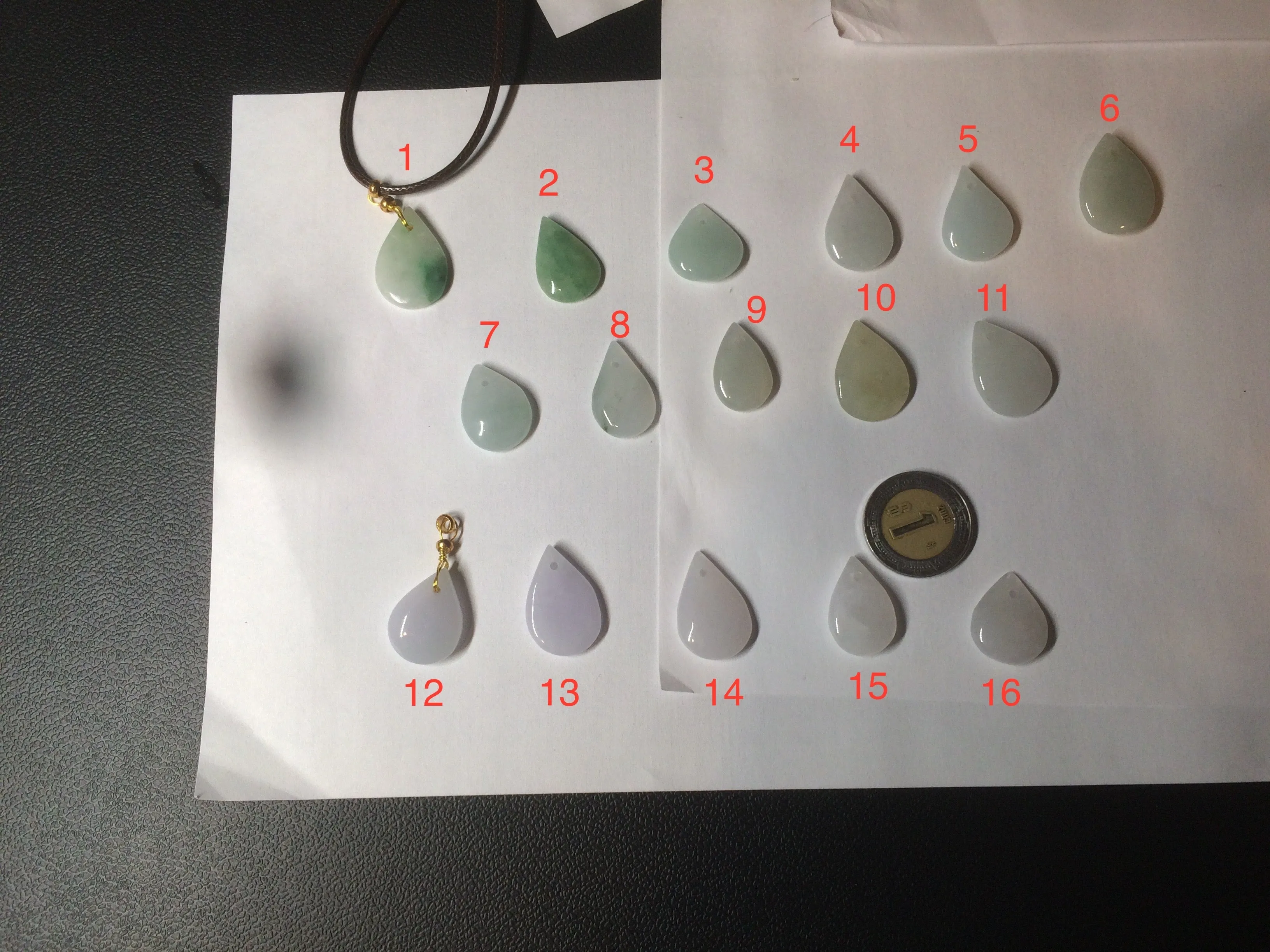 100% natural icy watery green purple white type A jadeite jade water drop pendant necklace group BF18