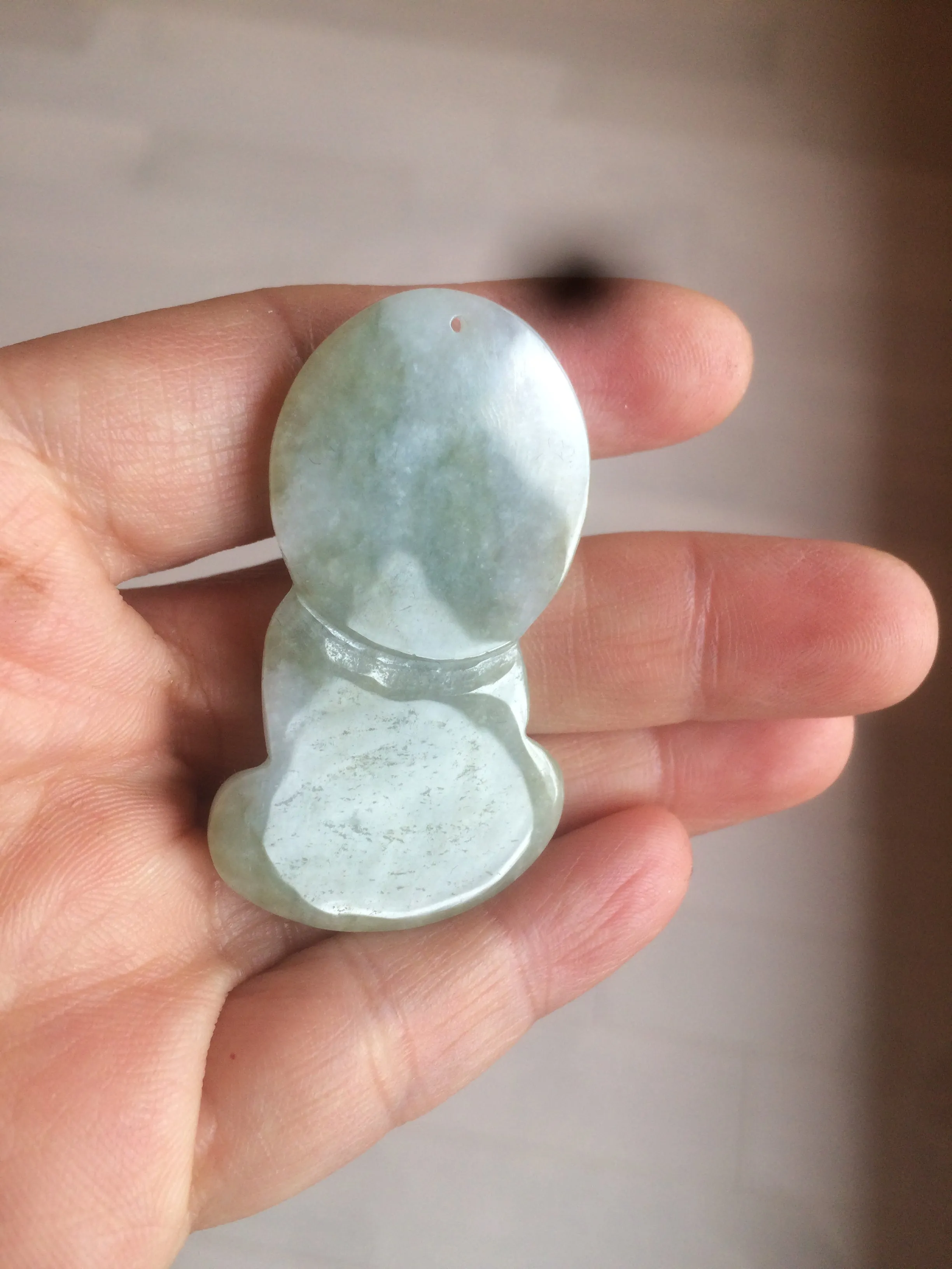 100% Natural light green jadeite Jade meditate baby buddha (宝宝佛) pendant necklace N121