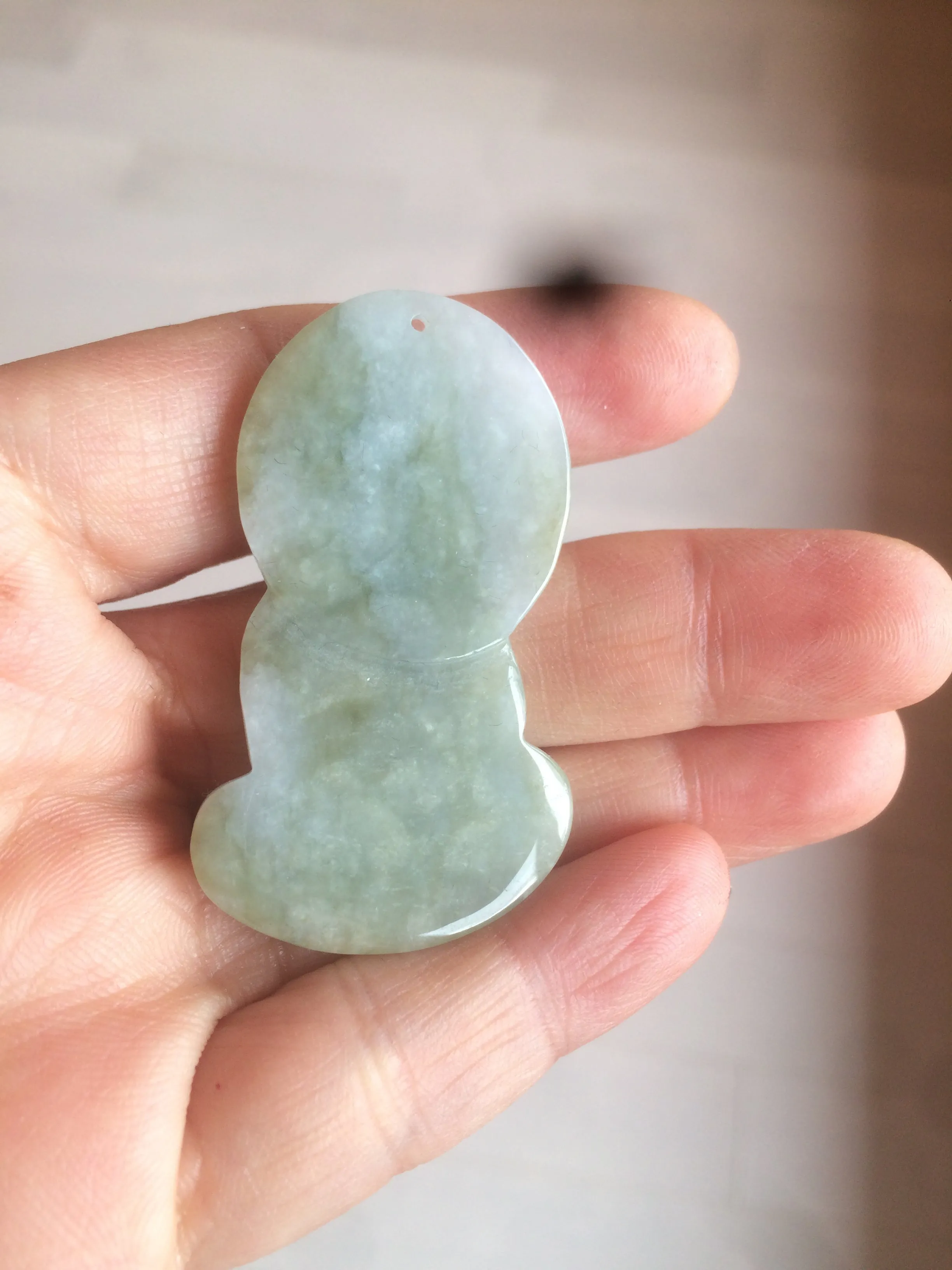 100% Natural light green jadeite Jade meditate baby buddha (宝宝佛) pendant necklace N121