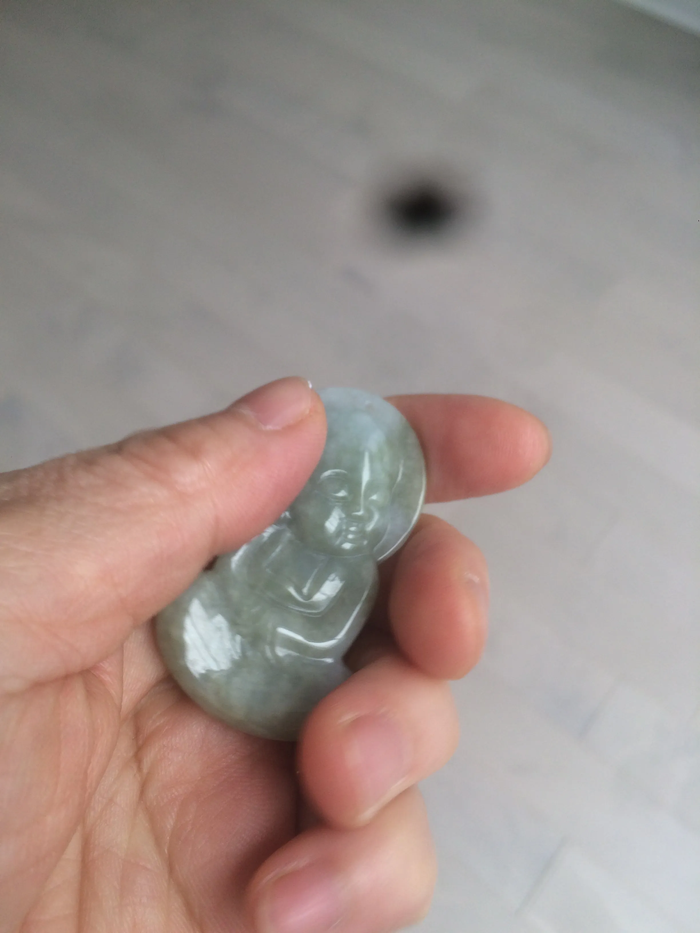 100% Natural light green jadeite Jade meditate baby buddha (宝宝佛) pendant necklace N121