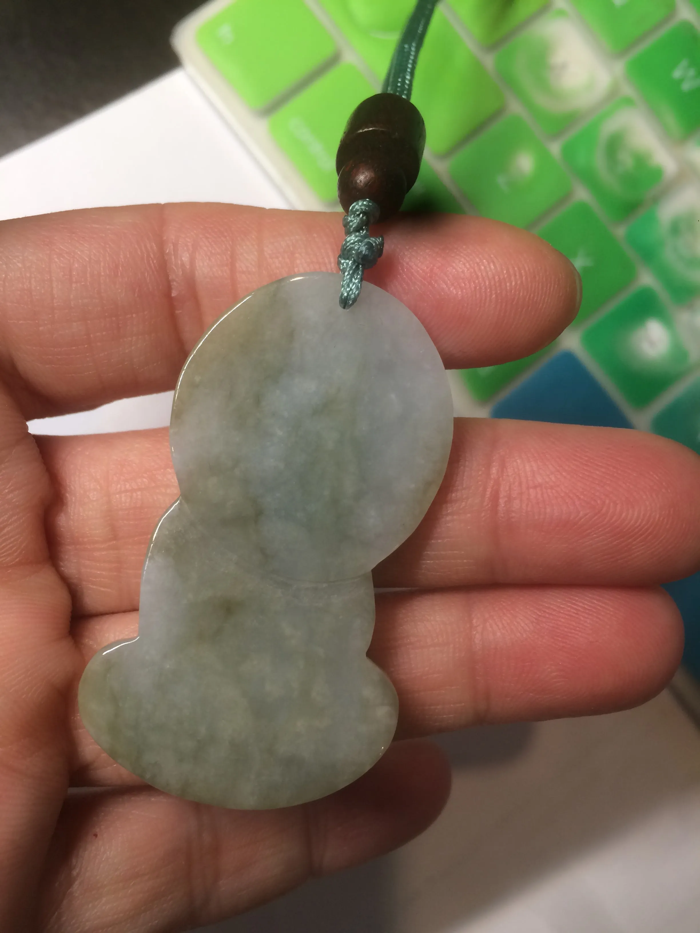 100% Natural light green jadeite Jade meditate baby buddha (宝宝佛) pendant necklace N121