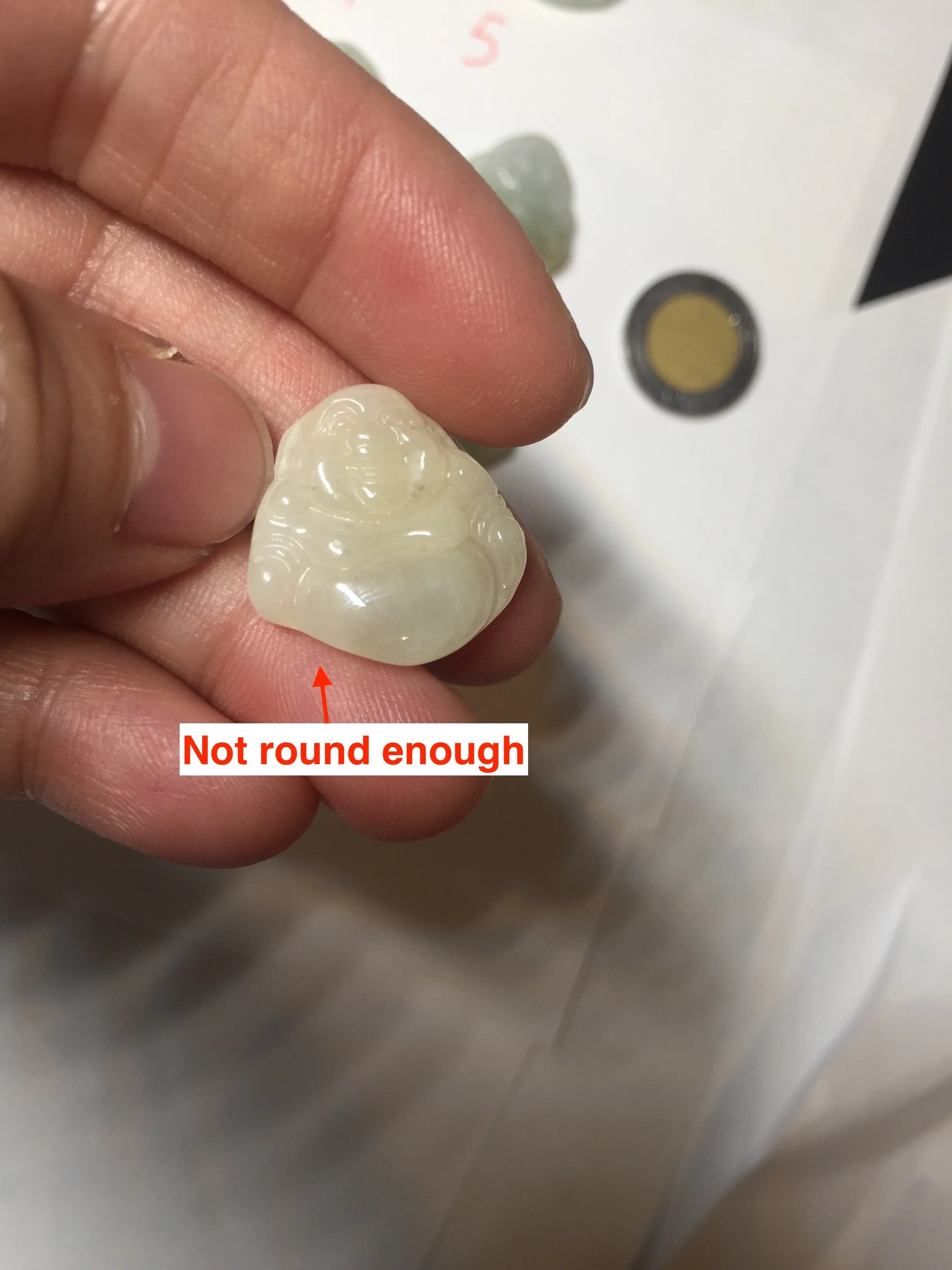 100% Natural type A icy watery light green white small happy Buddha (拇指佛) jadeite Jade pendant grooup F131