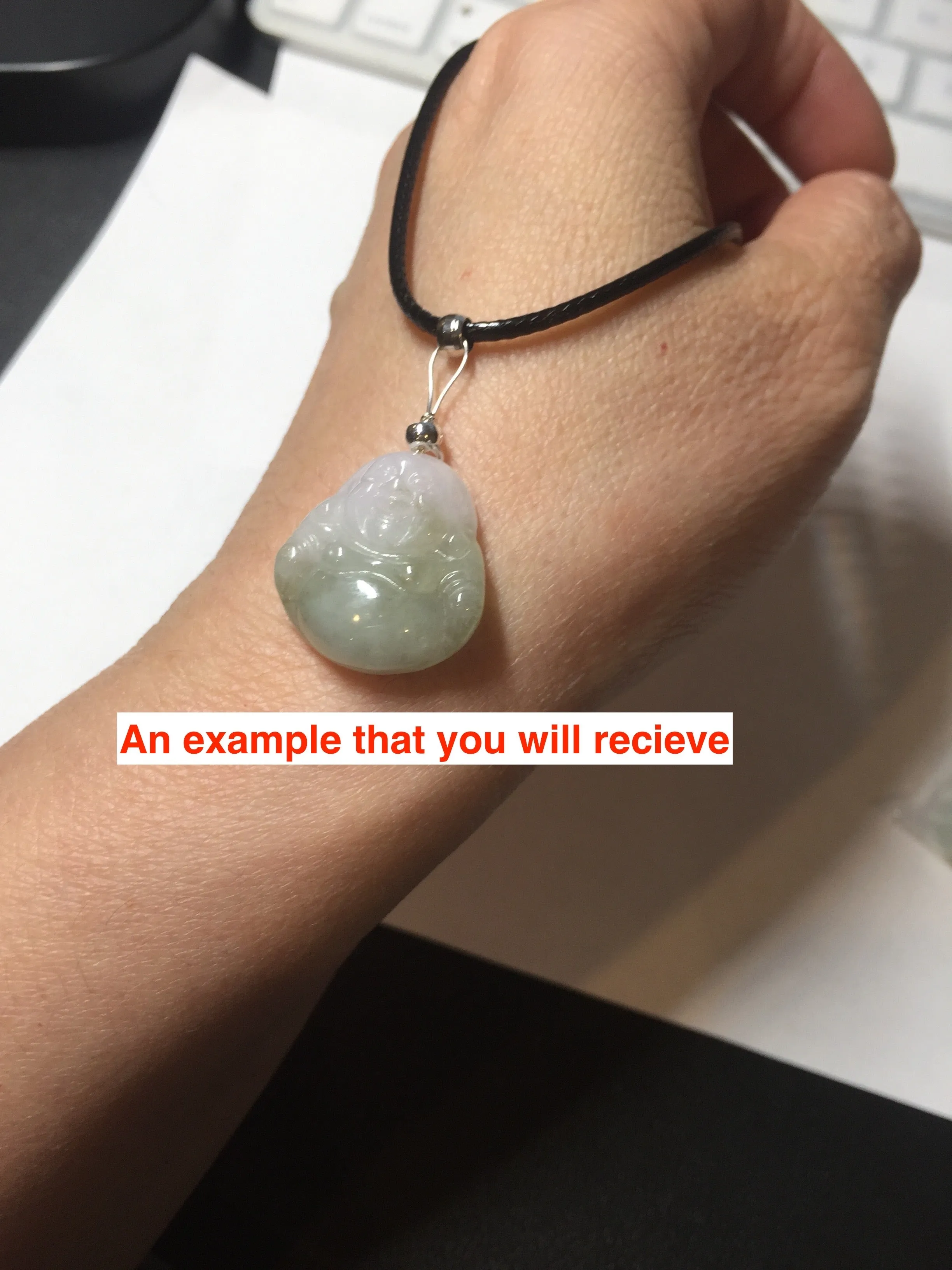 100% Natural type A icy watery light green white small happy Buddha (拇指佛) jadeite Jade pendant grooup F131