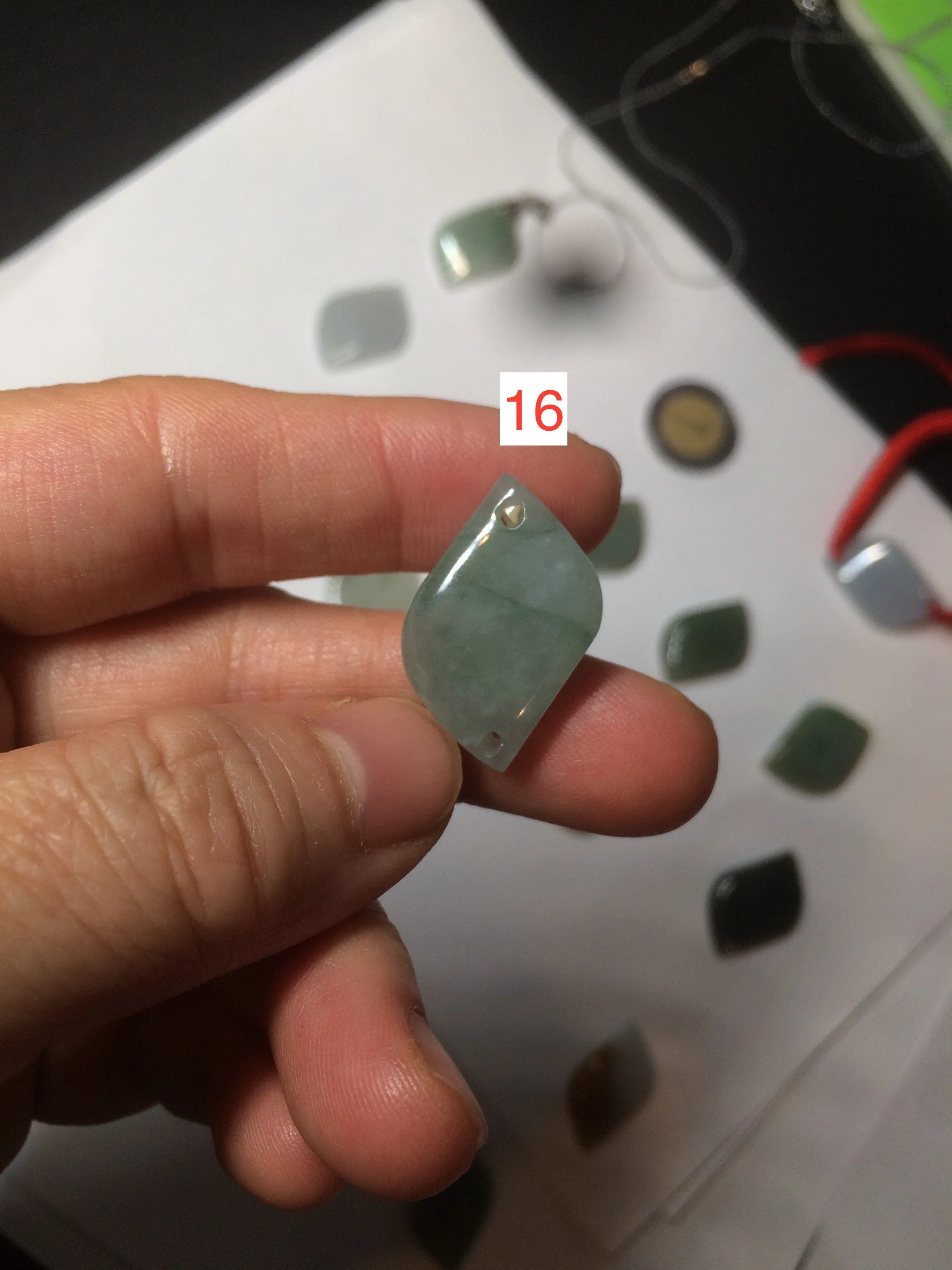 100% natural type A jadeite jade icy Willow leaf bead KS97