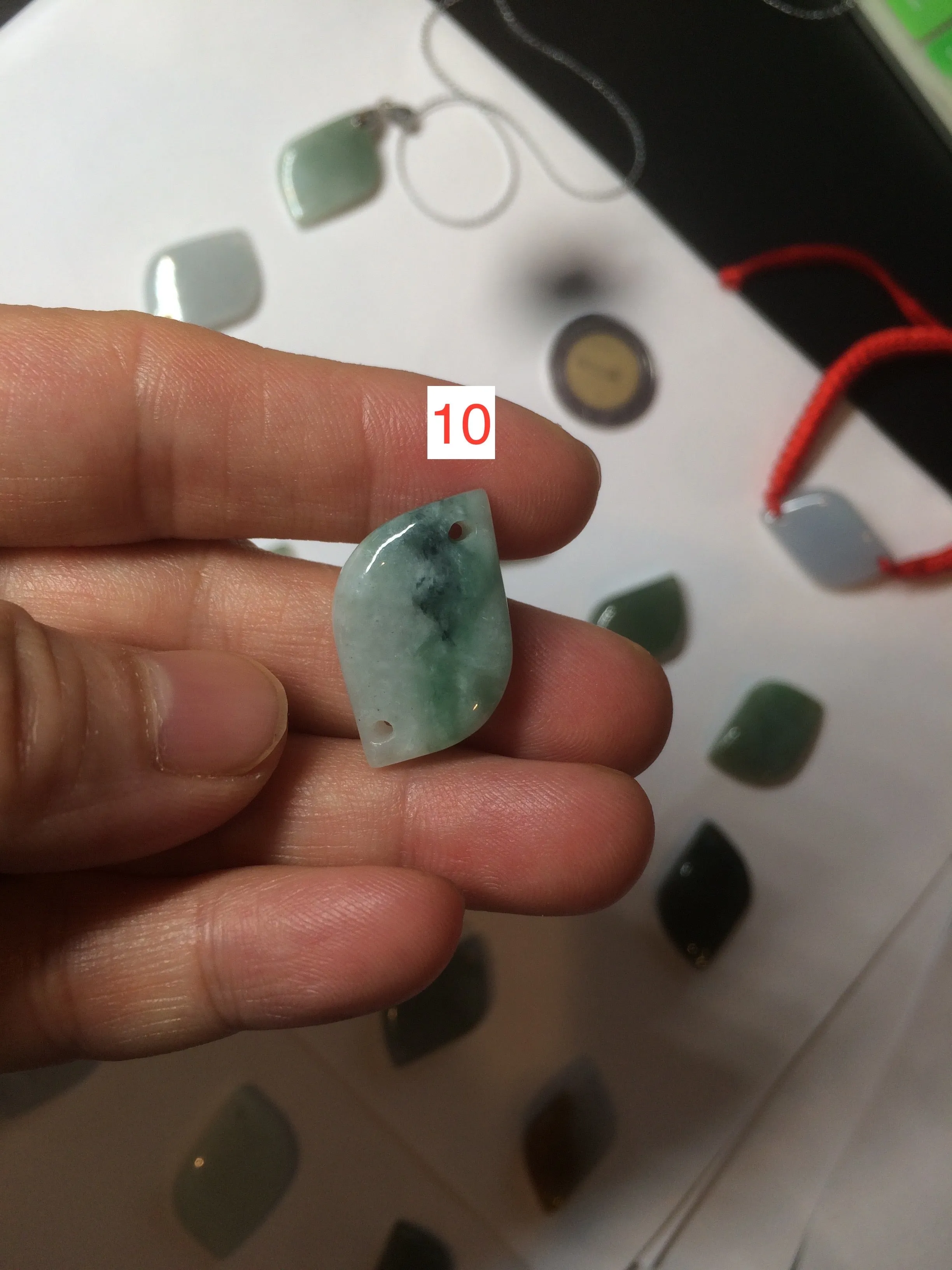 100% natural type A jadeite jade icy Willow leaf bead KS97