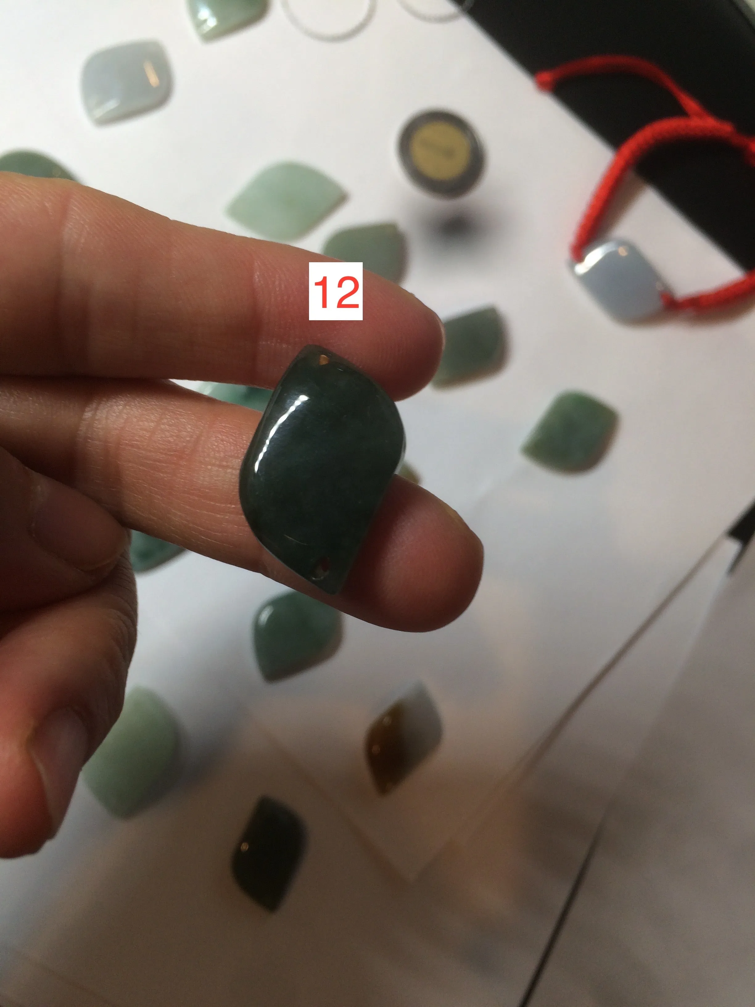 100% natural type A jadeite jade icy Willow leaf bead KS97