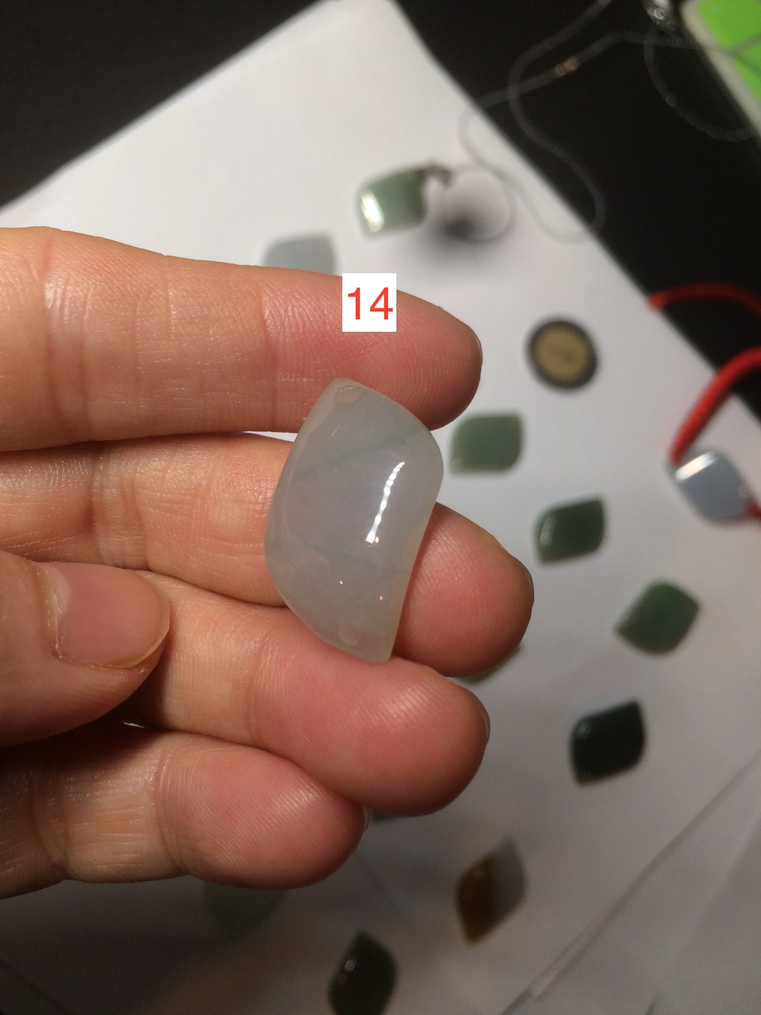 100% natural type A jadeite jade icy Willow leaf bead KS97