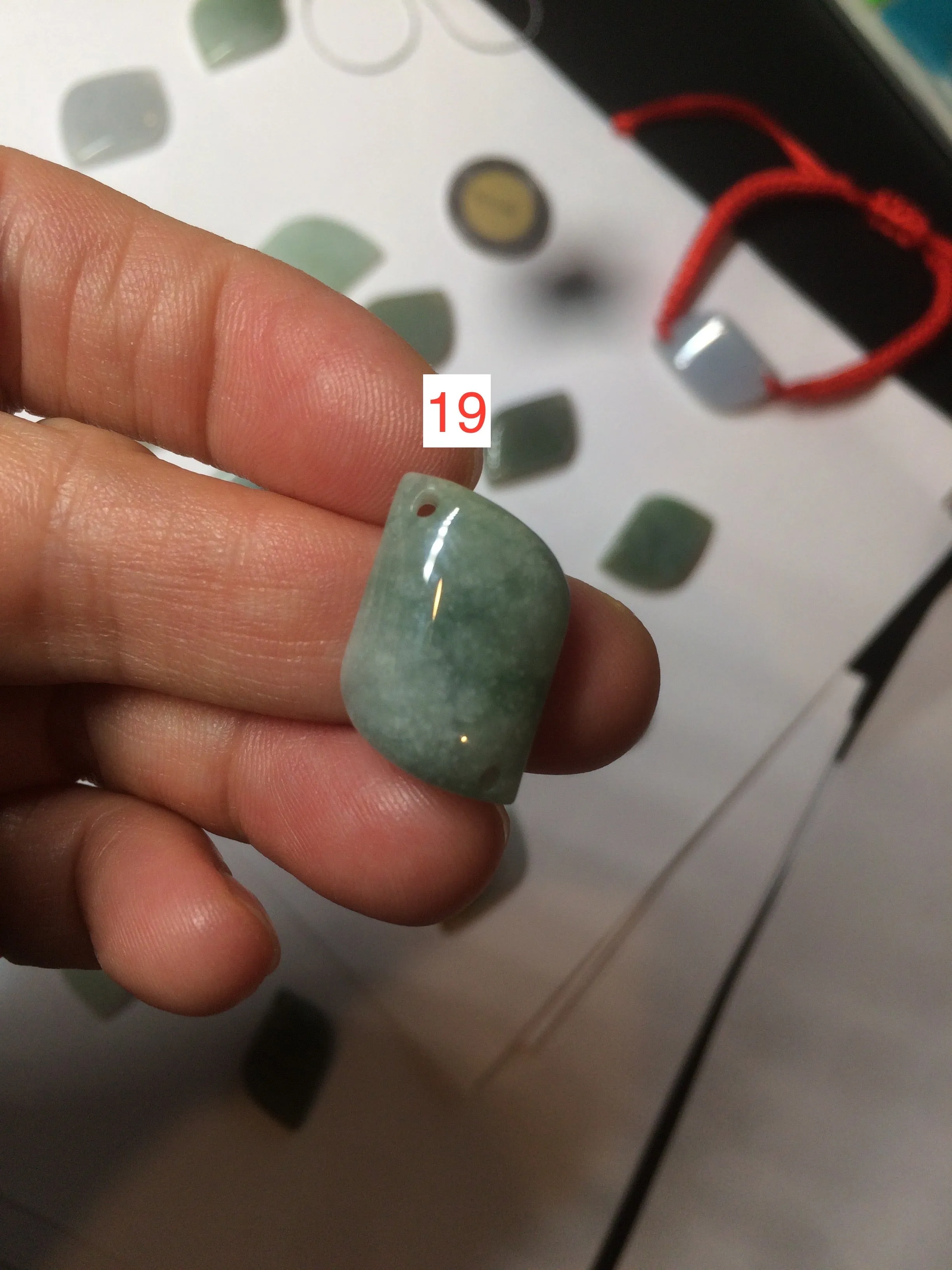 100% natural type A jadeite jade icy Willow leaf bead KS97