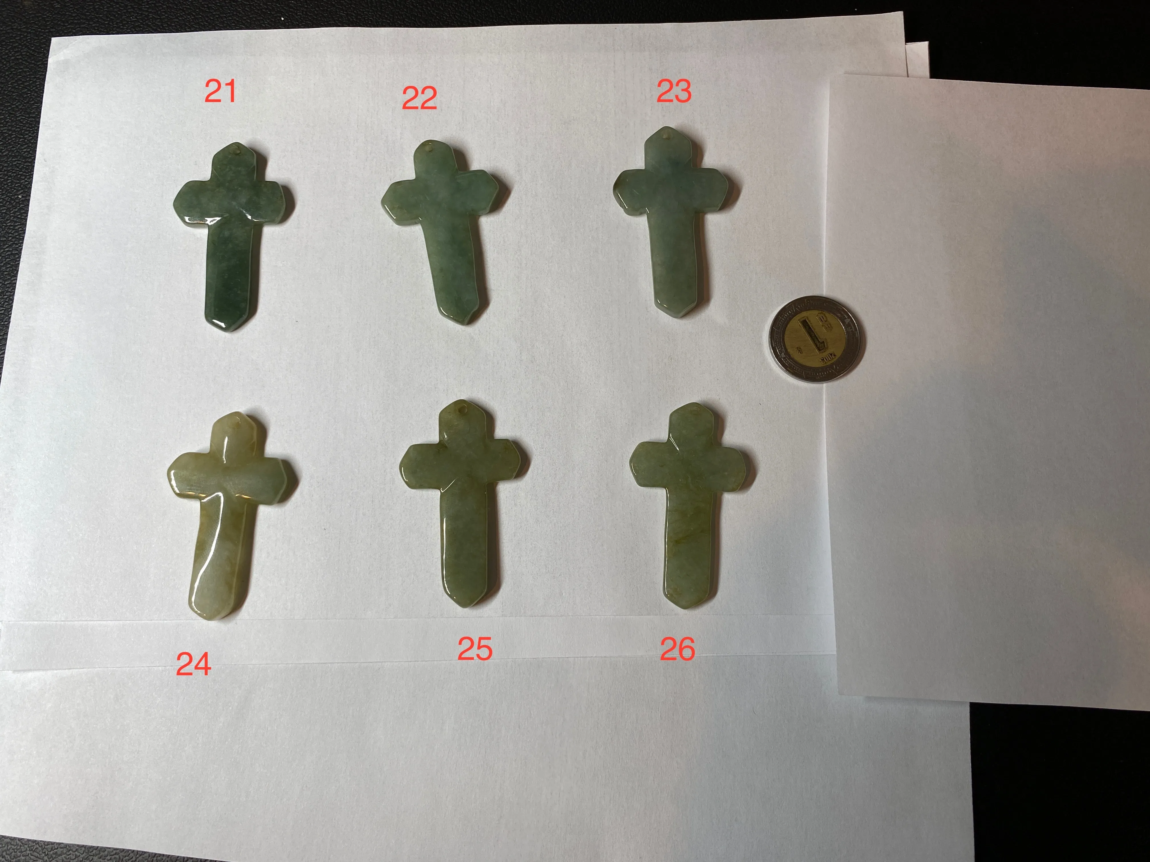 100% Natural type A light green/white/gray jadeite Jade Hand-held cross or cross pendant AY55