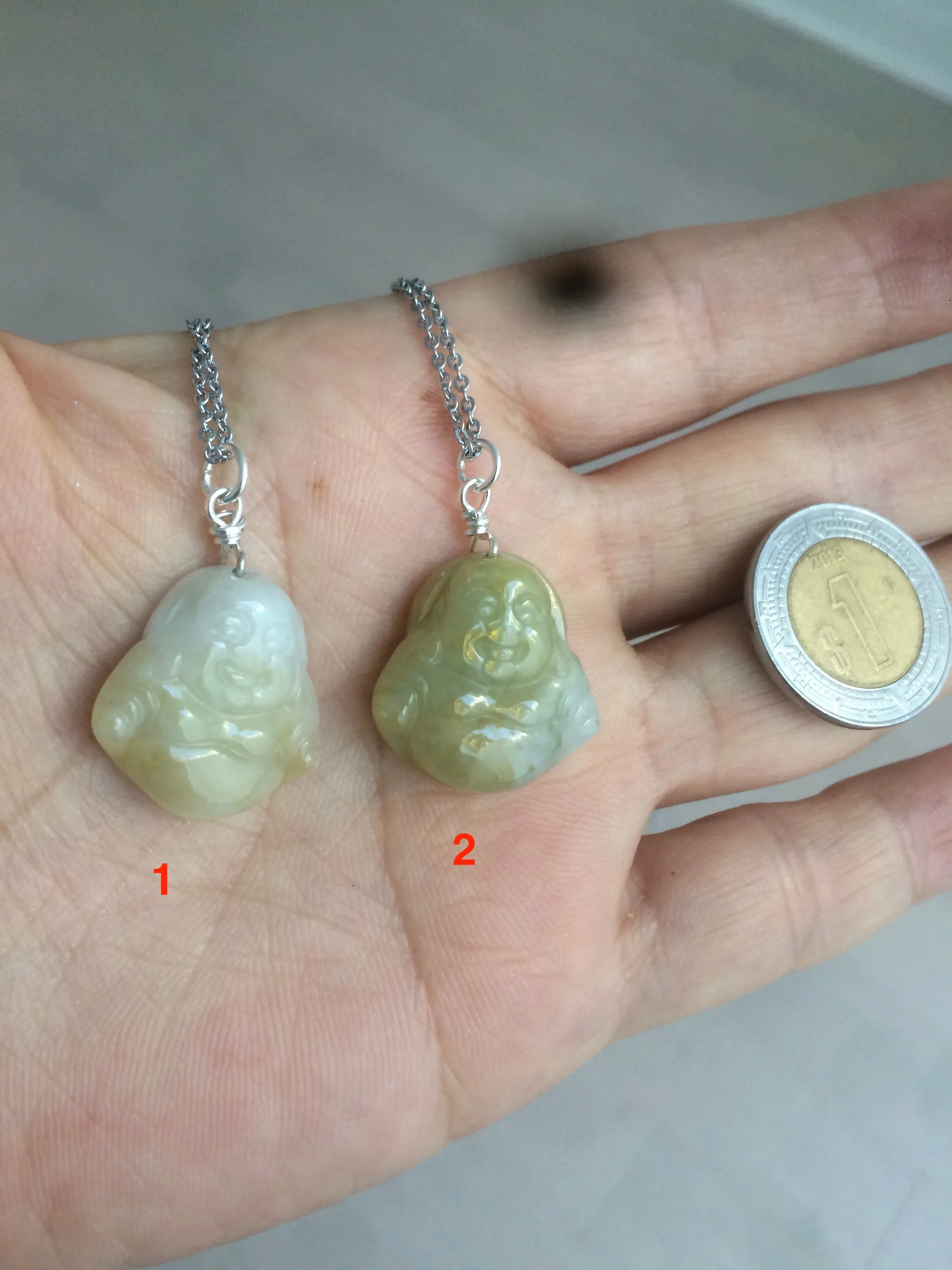 100% Natural type A yellow happy buddha jadeite Jade pendant necklace AM19