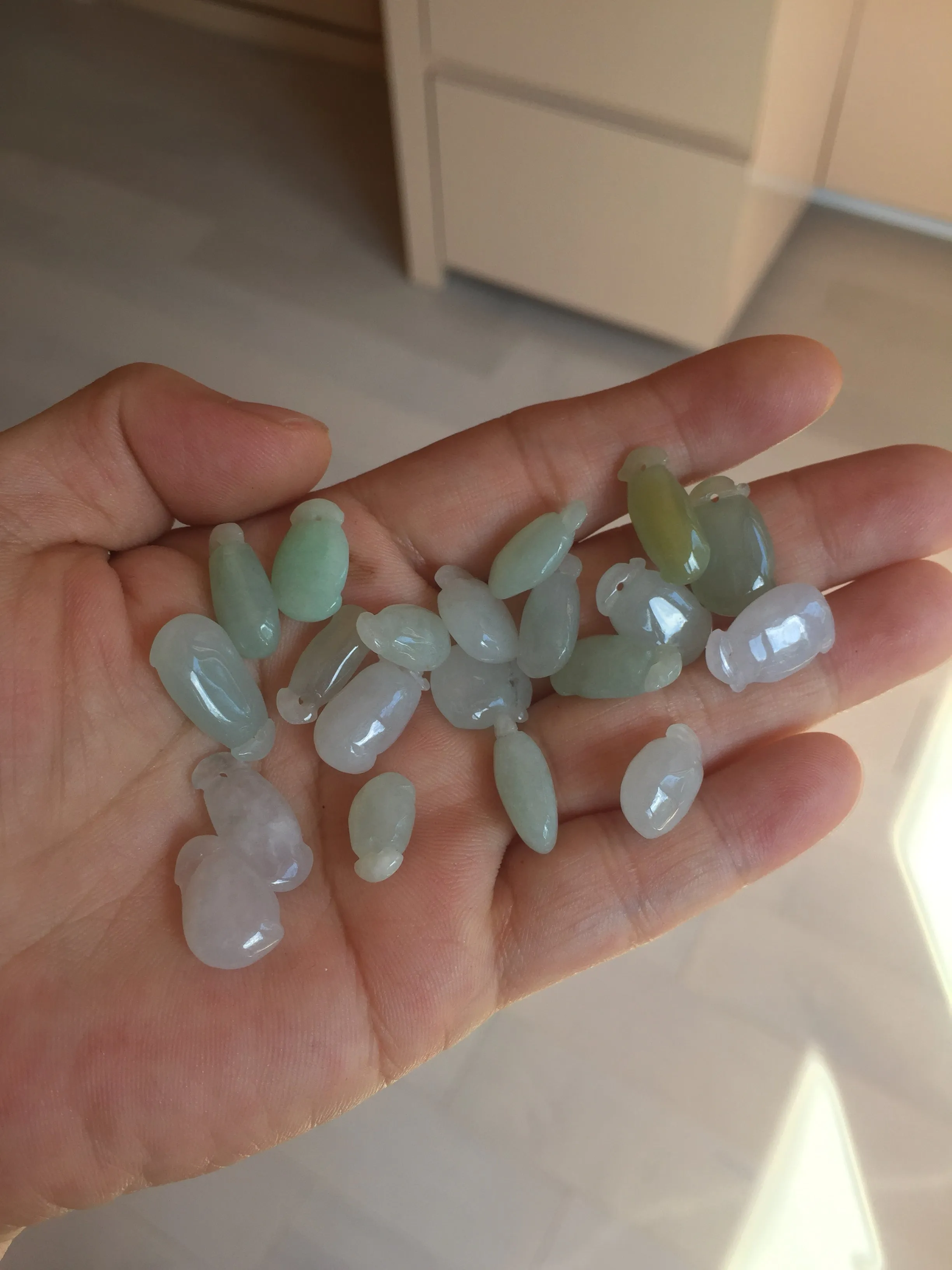 100% natural type An icy watery light purple green white blessed melon 福瓜) Jadeite Jade pendant group BP58