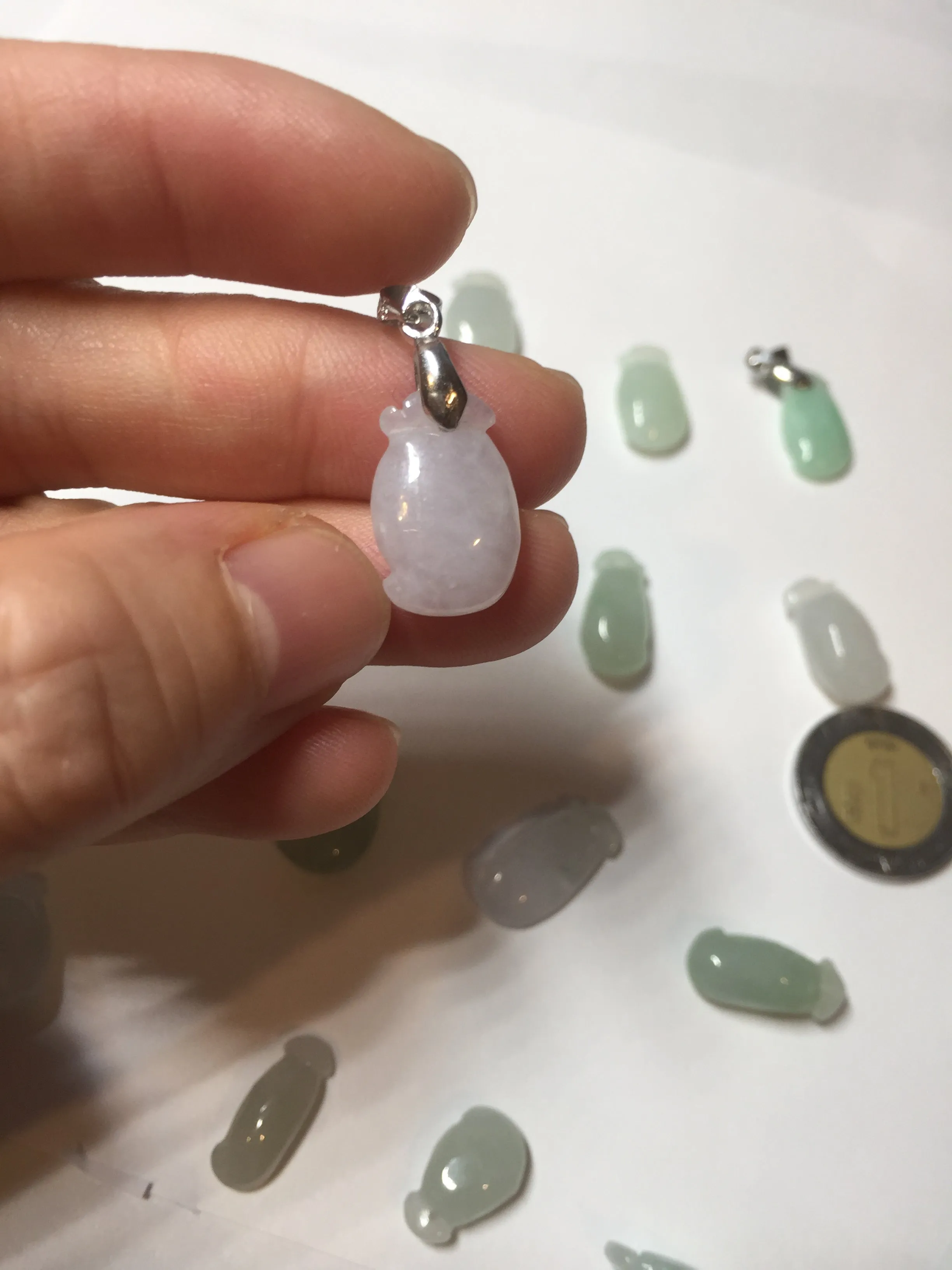 100% natural type An icy watery light purple green white blessed melon 福瓜) Jadeite Jade pendant group BP58