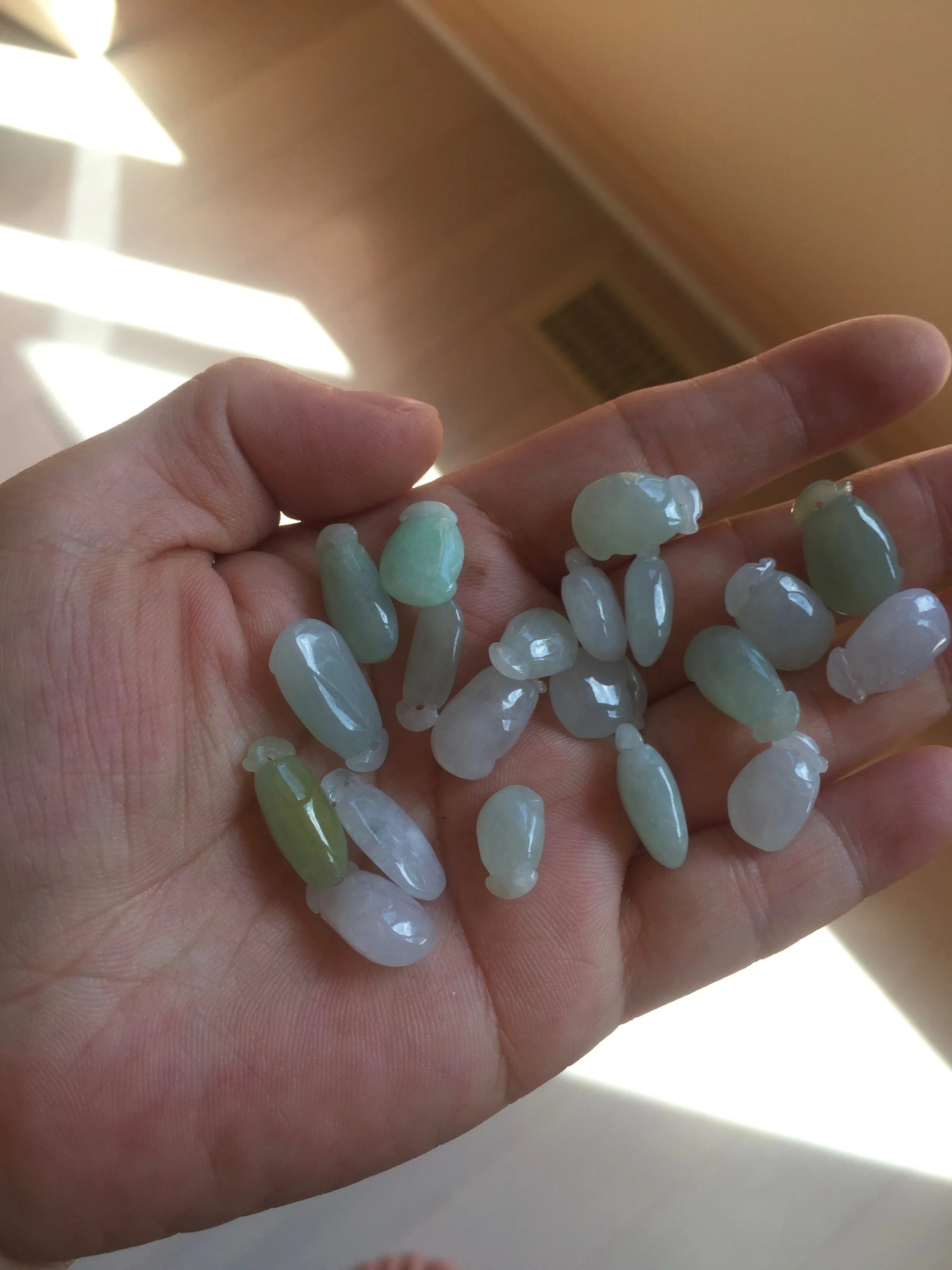 100% natural type An icy watery light purple green white blessed melon 福瓜) Jadeite Jade pendant group BP58