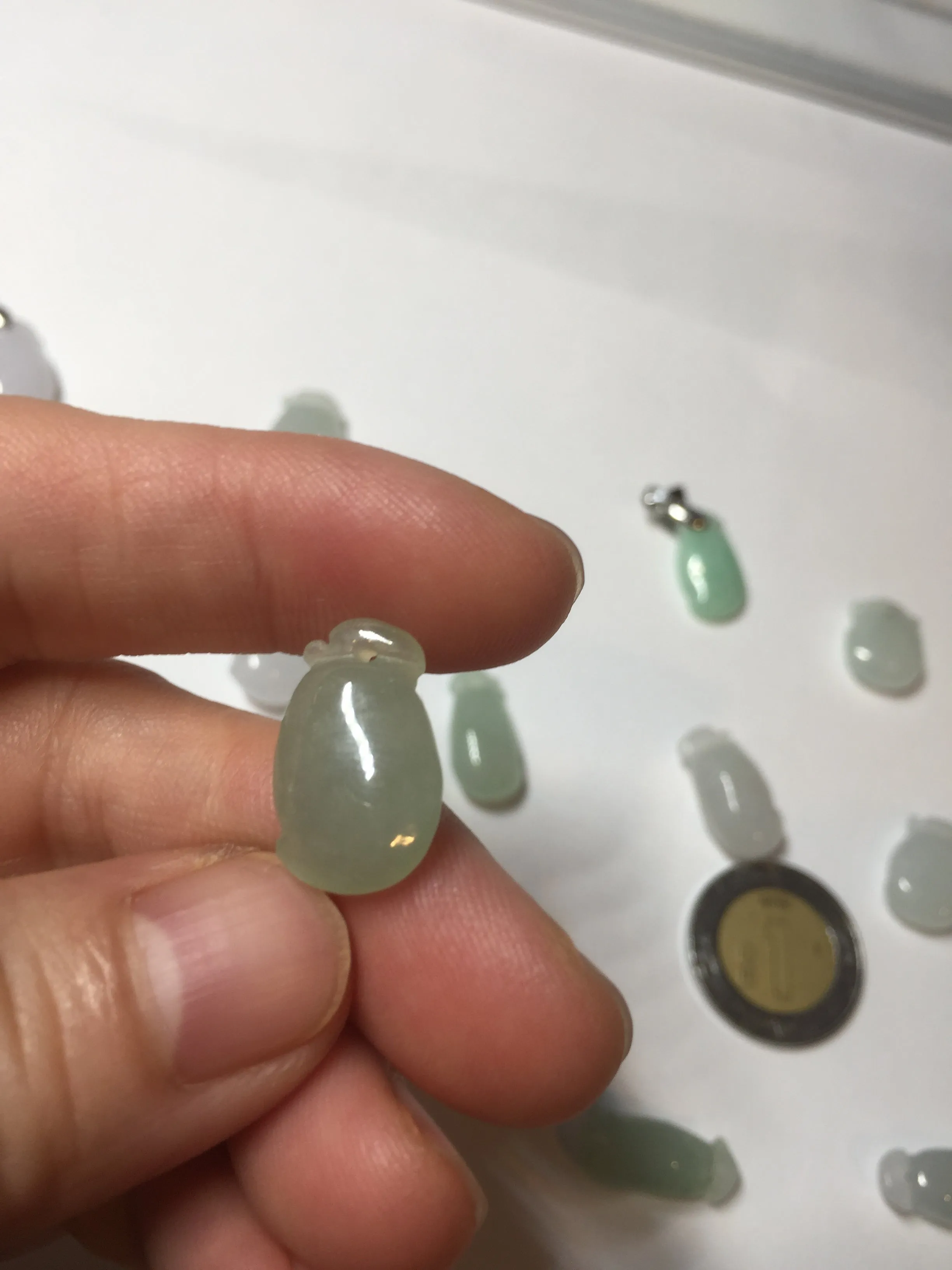 100% natural type An icy watery light purple green white blessed melon 福瓜) Jadeite Jade pendant group BP58