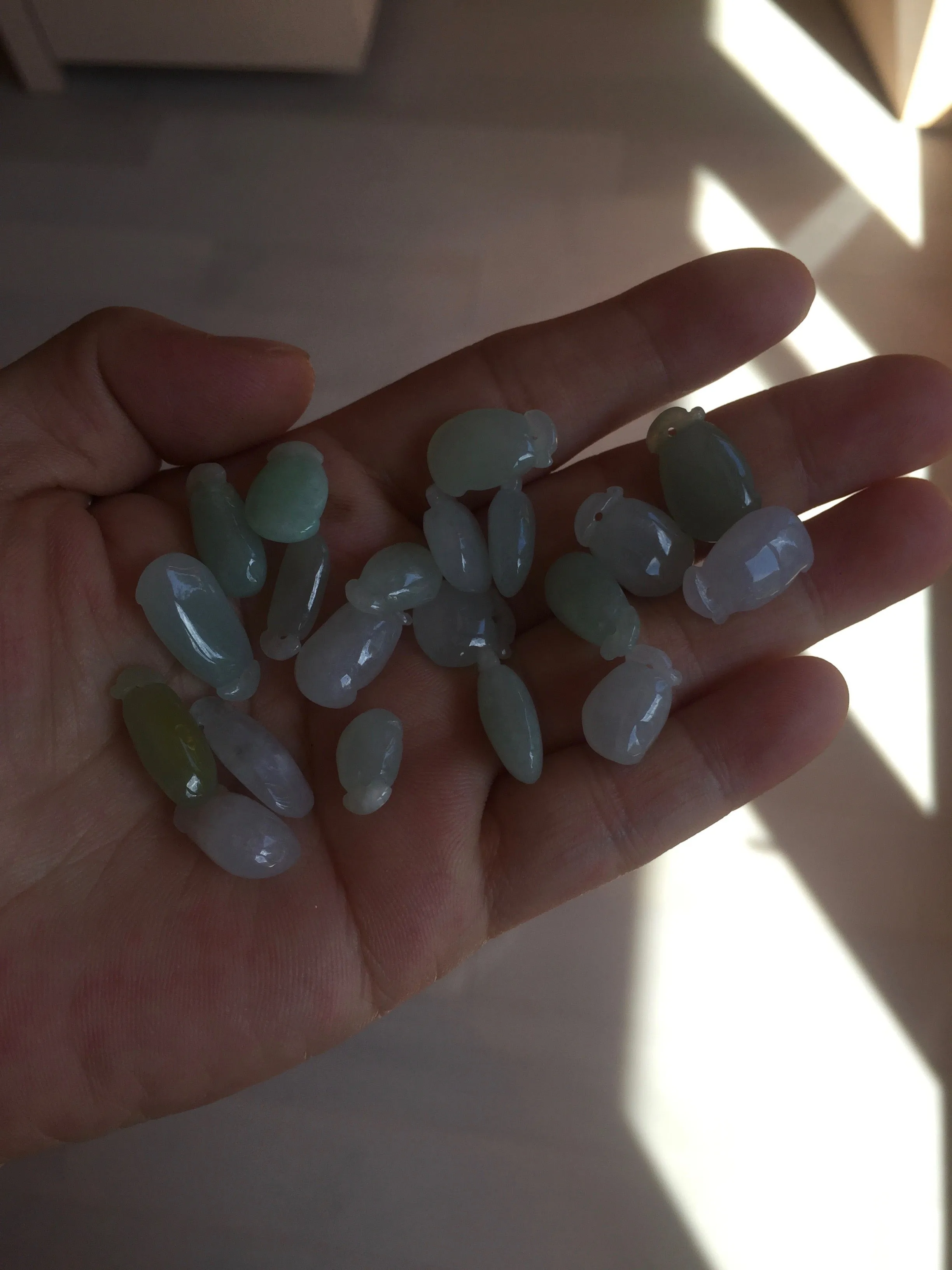 100% natural type An icy watery light purple green white blessed melon 福瓜) Jadeite Jade pendant group BP58