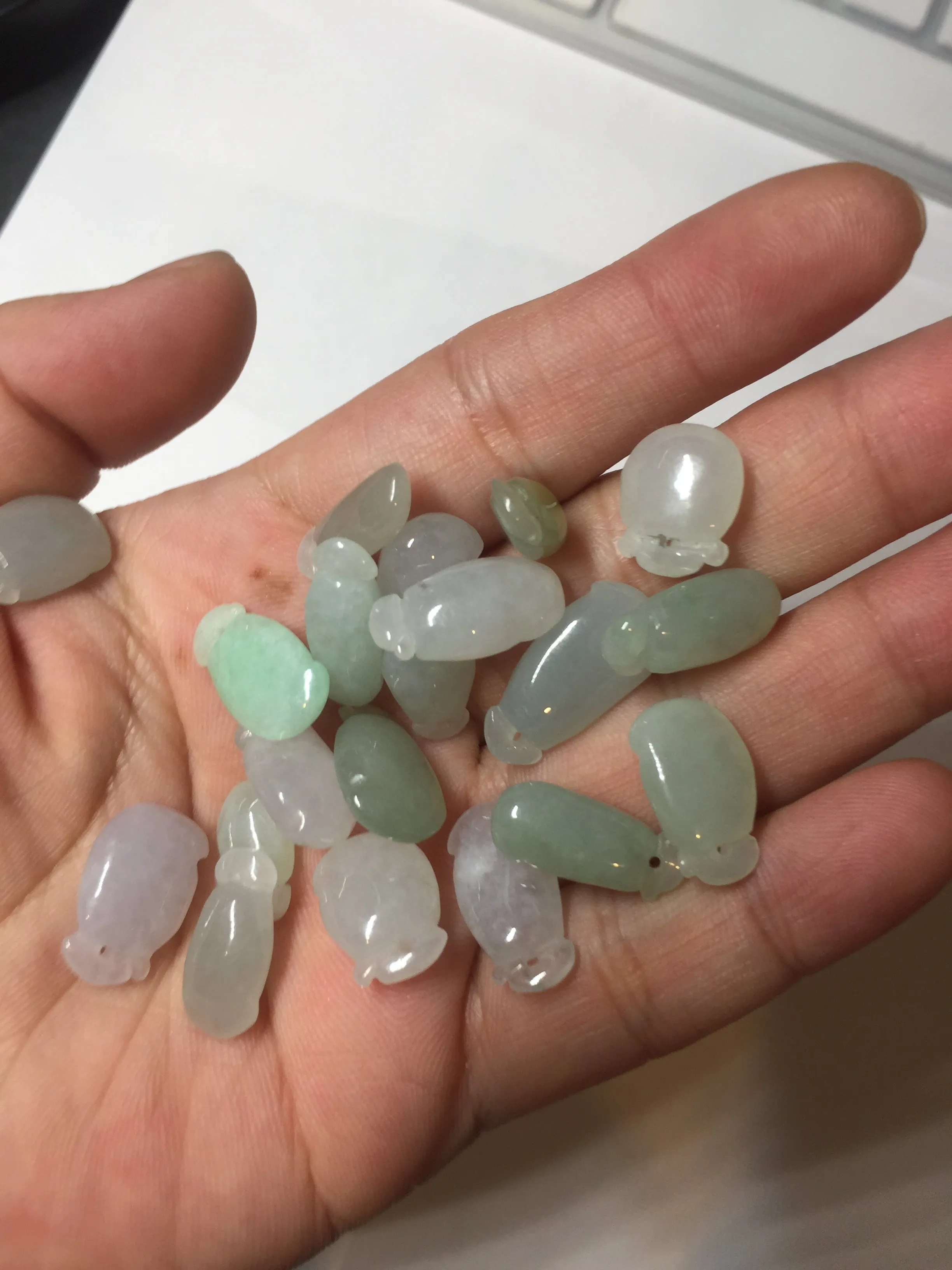 100% natural type An icy watery light purple green white blessed melon 福瓜) Jadeite Jade pendant group BP58