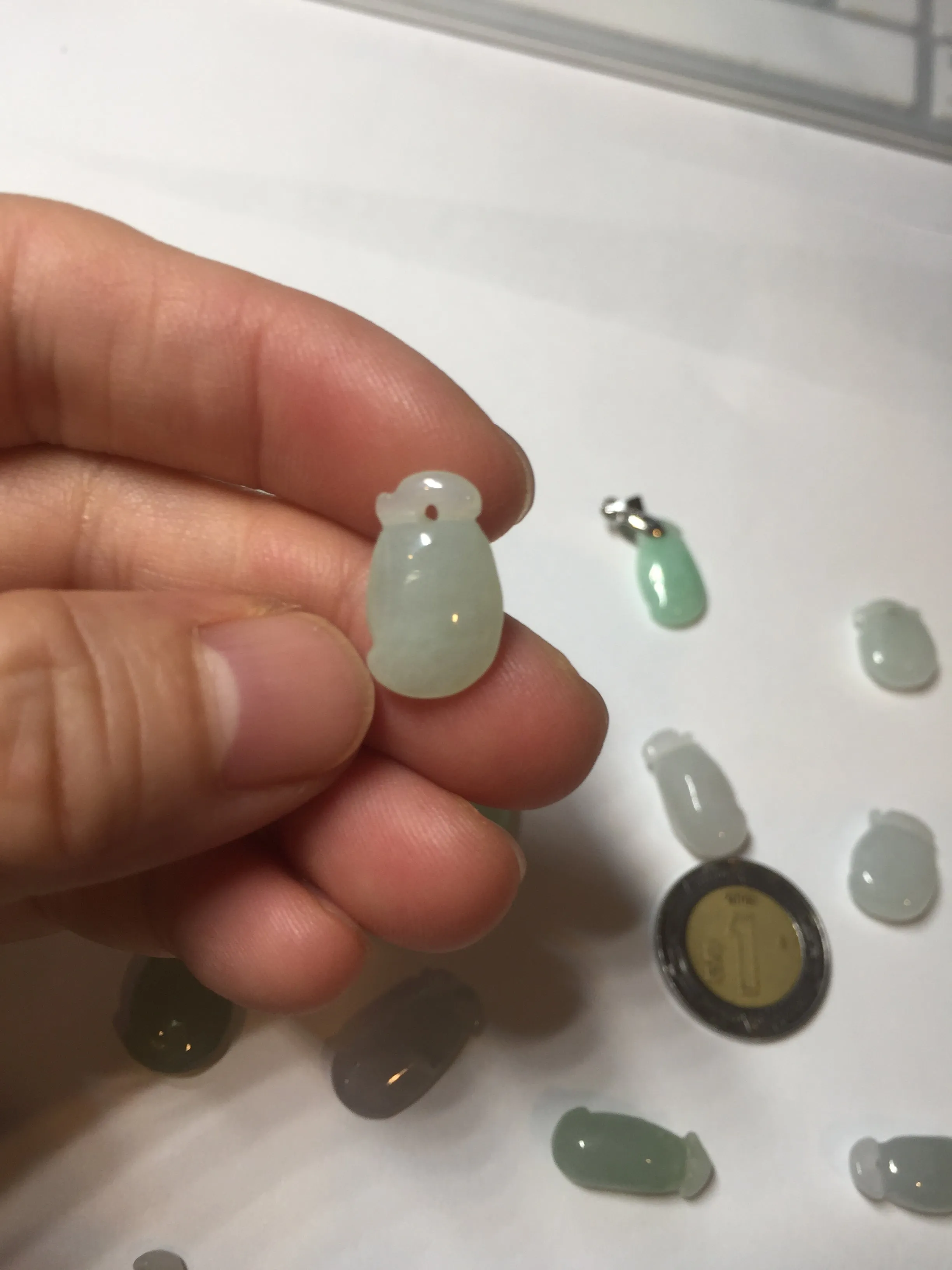 100% natural type An icy watery light purple green white blessed melon 福瓜) Jadeite Jade pendant group BP58