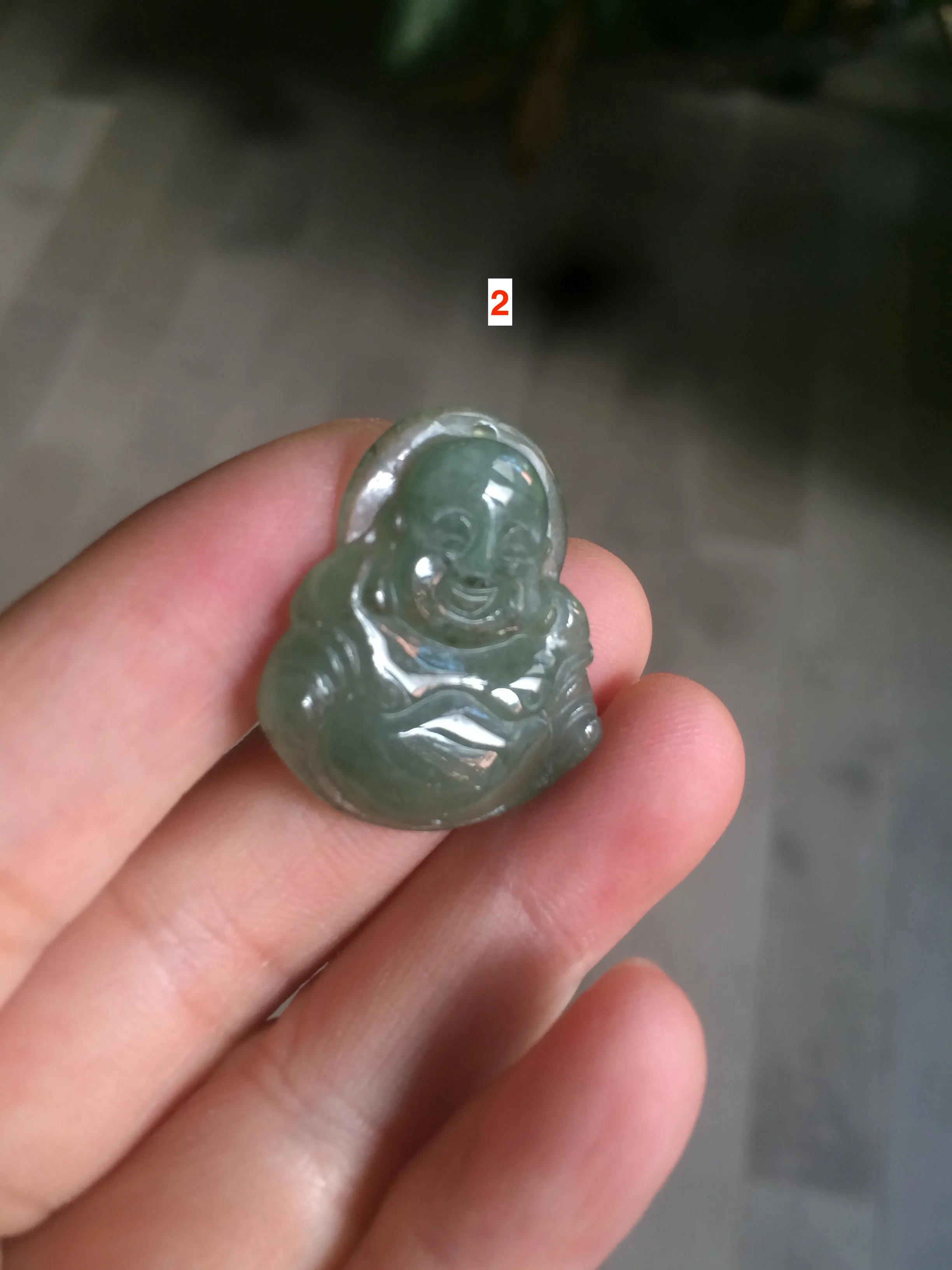 100% Natural white green happy buddha jadeite Jade pendant necklace AD57