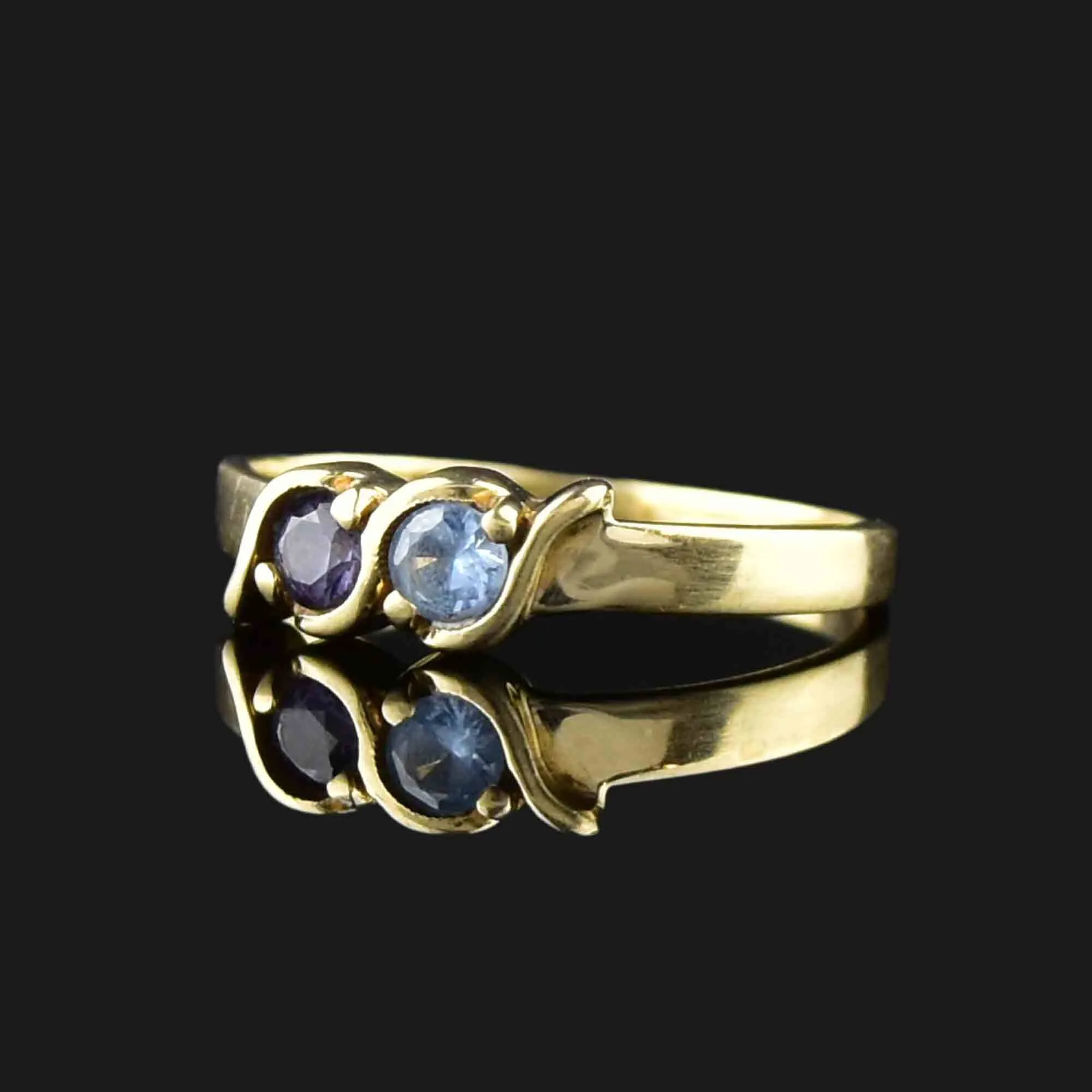 10K Gold Amethyst Blue Topaz Band Ring