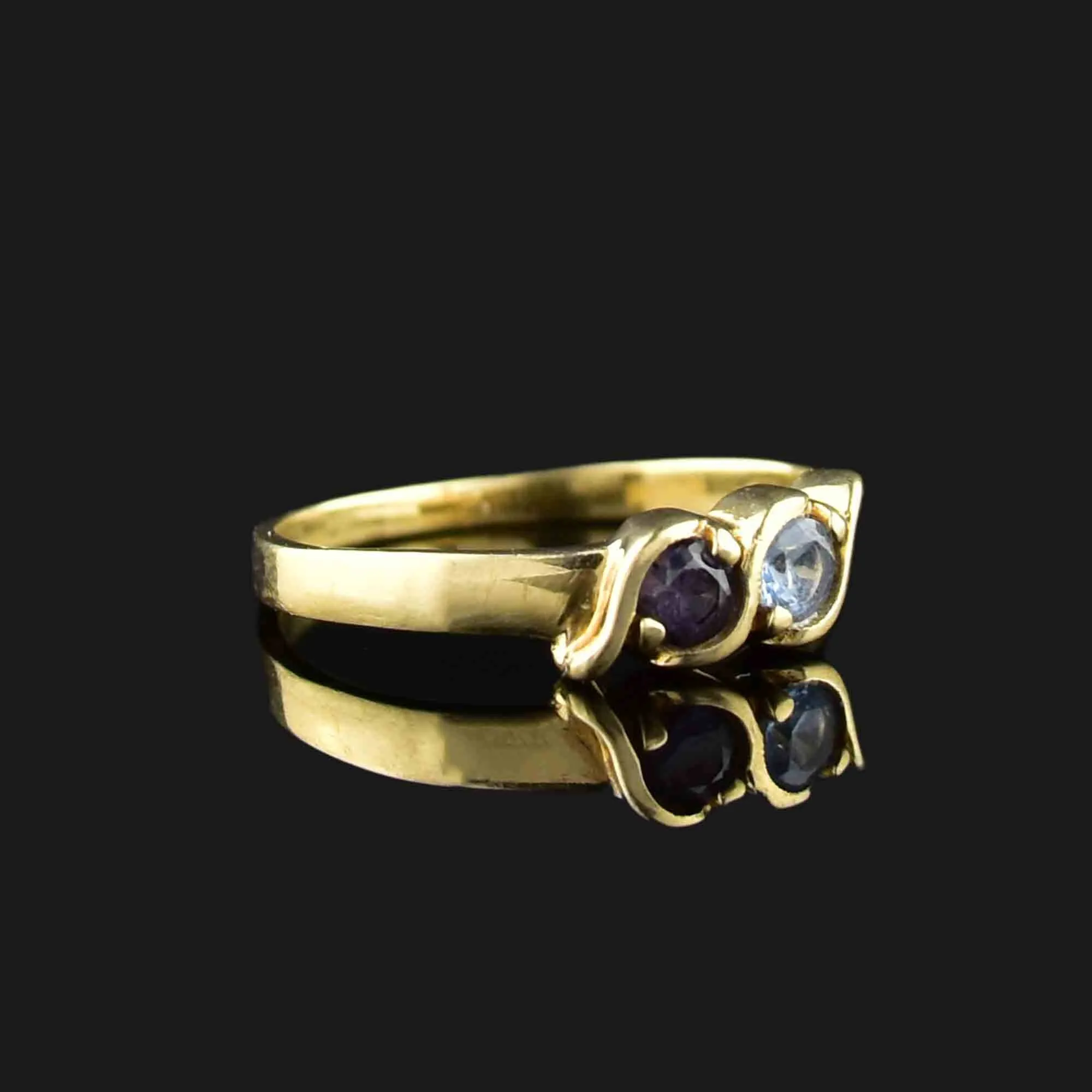 10K Gold Amethyst Blue Topaz Band Ring