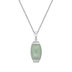 10k White Gold Jadeite and Diamond Necklace