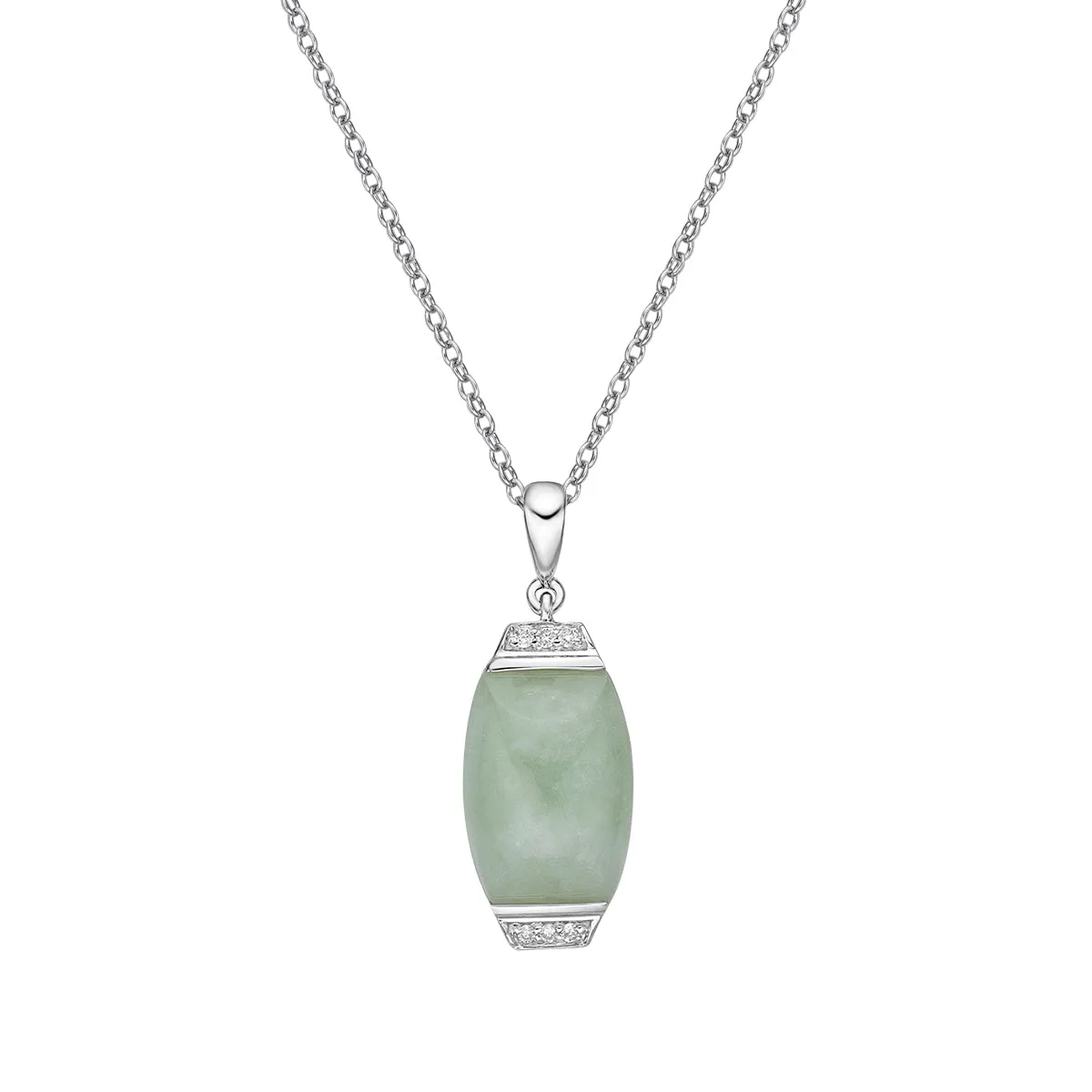 10k White Gold Jadeite and Diamond Necklace