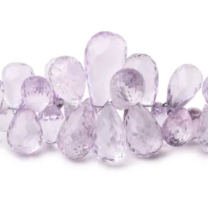 10x7-21x11mm Pink Amethyst Faceted Tear Drop Beads 8 inch 67 pieces AAA