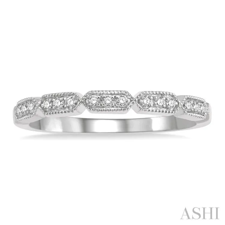 1/10 Ctw Pod Lattice Round Cut Diamond Stack Band in 14K White Gold