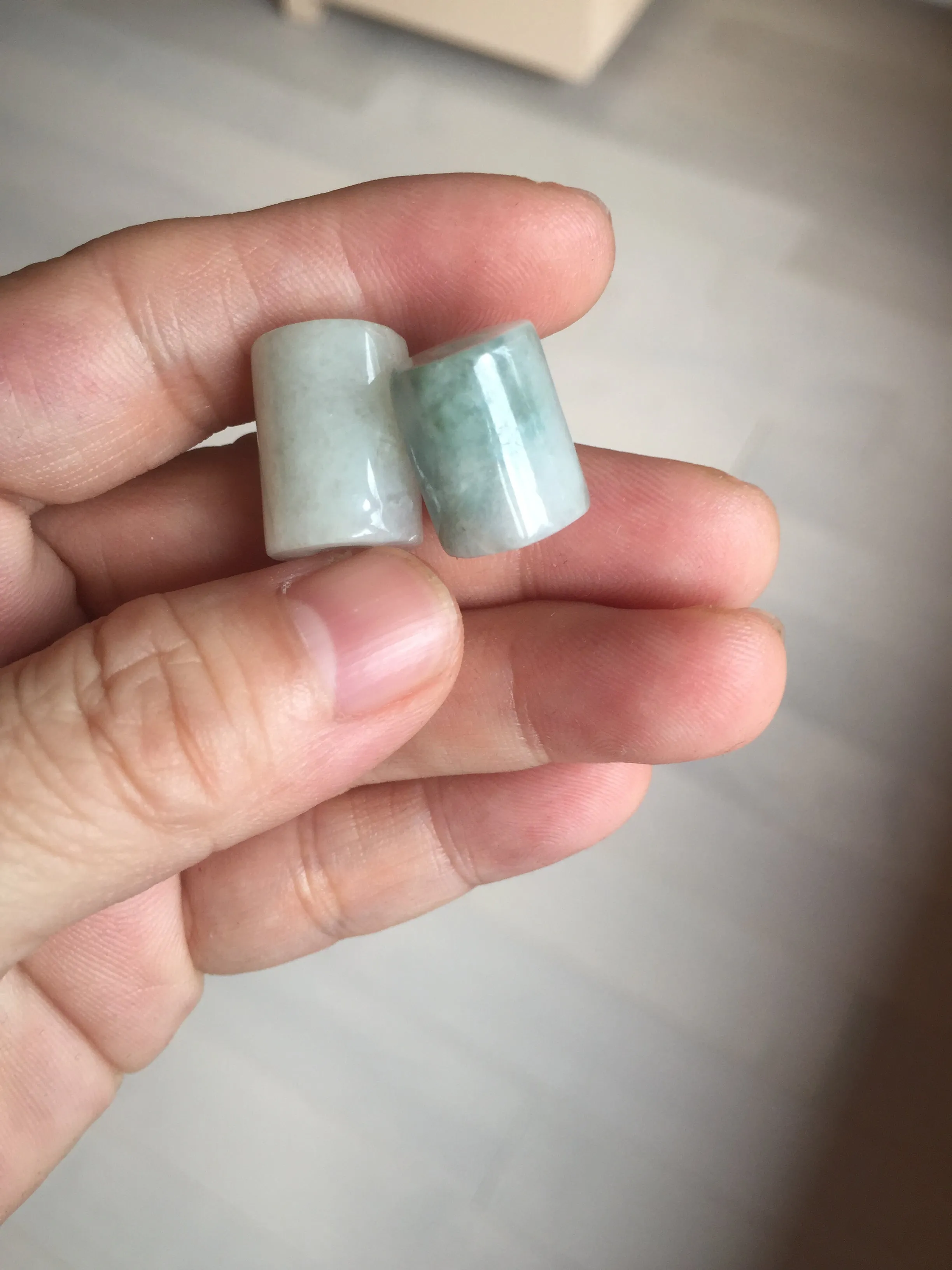 14.5-16.7mm Type A 100% Natural white light green Jadeite Jade LuluTong (Every road is smooth) bead pendant group BP93 Add-on item