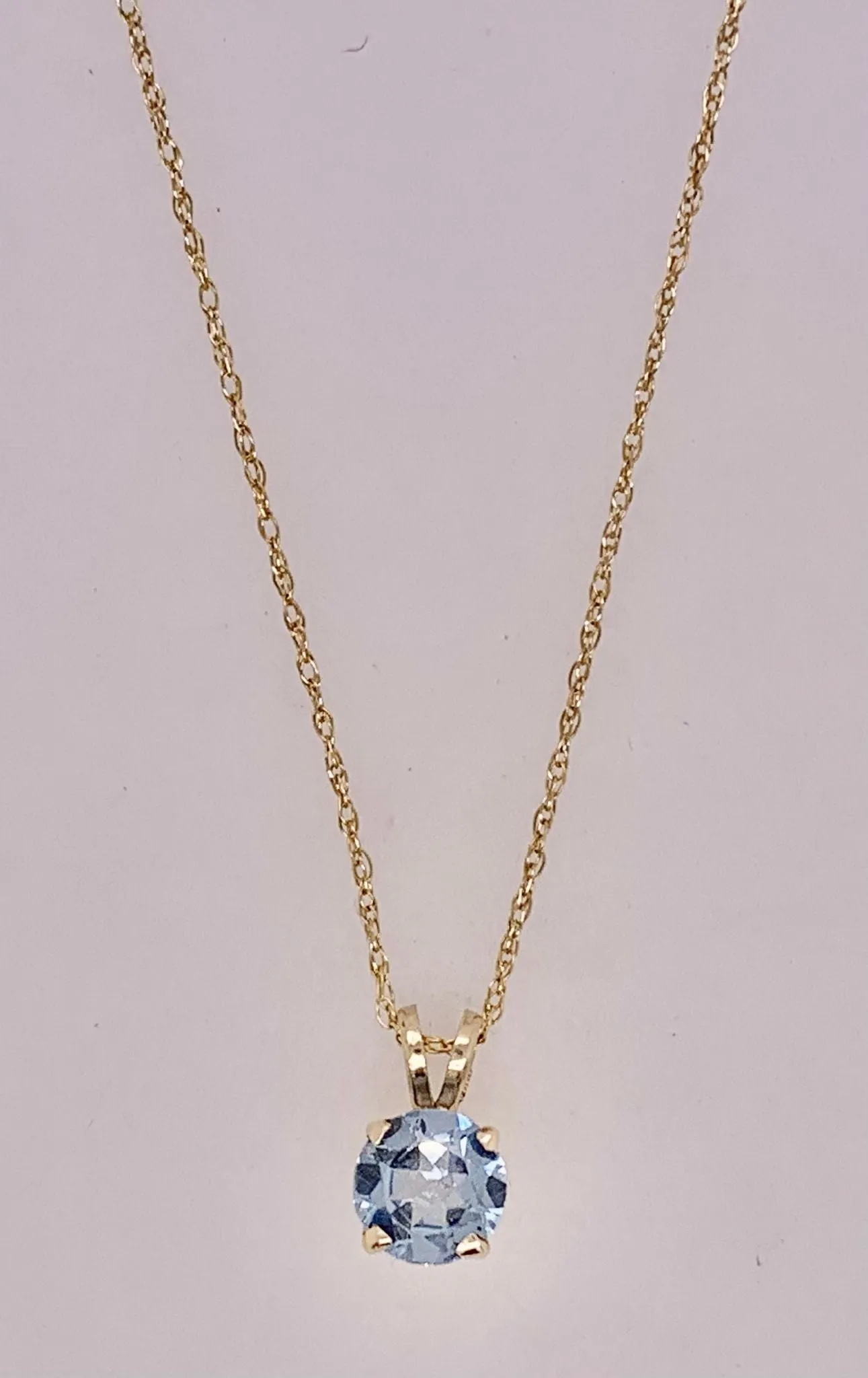 14K Gold Synthetic Aquamarine Pendant