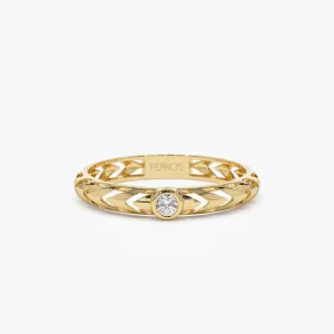 14k Gold Unique Diamond Modern Ring