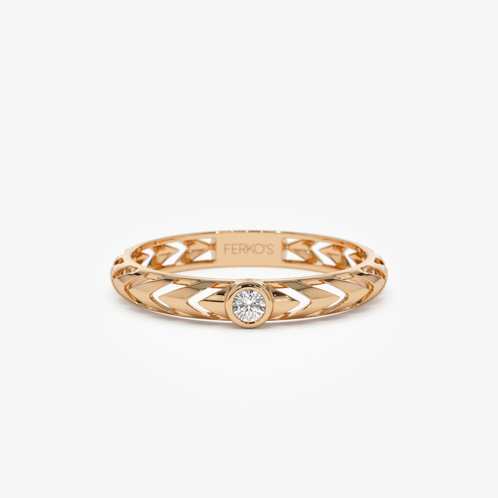 14k Gold Unique Diamond Modern Ring