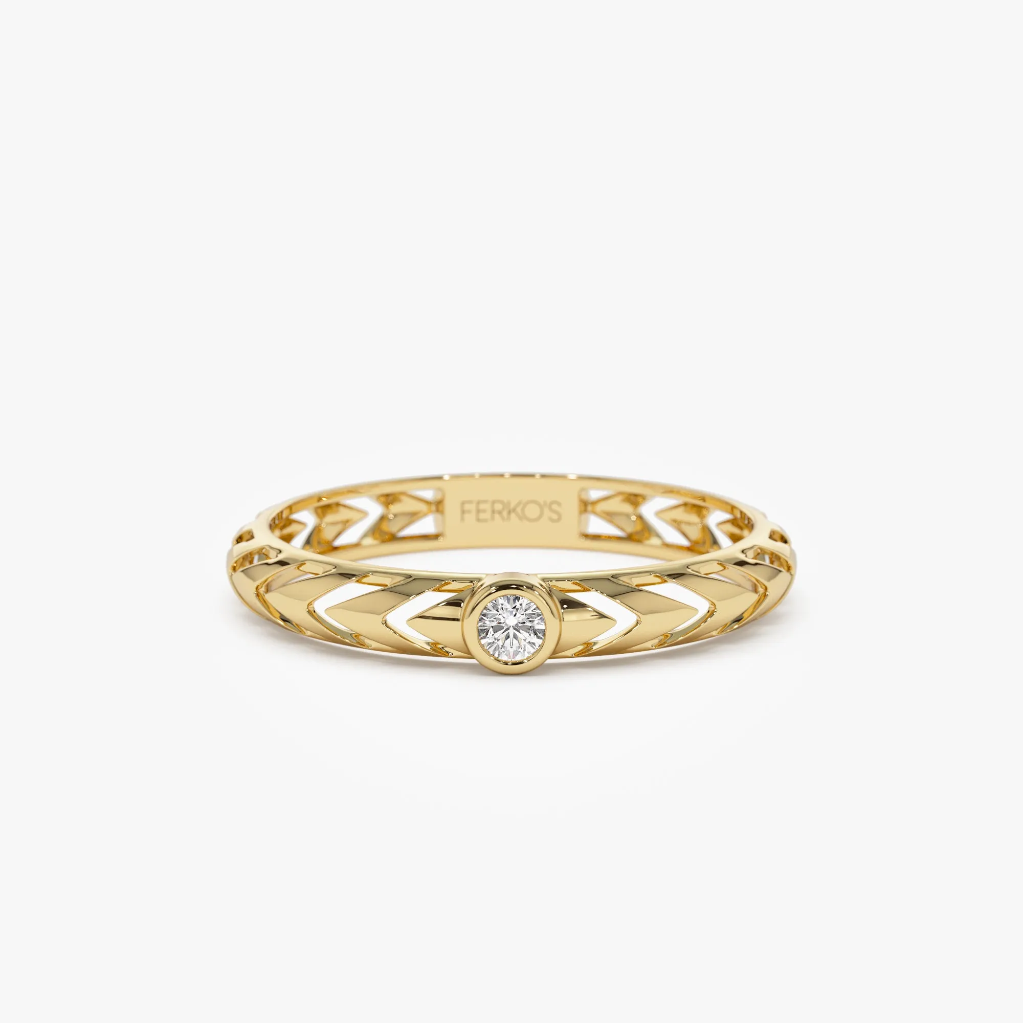 14k Gold Unique Diamond Modern Ring