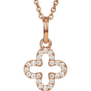 14K Rose .07 CTW Petite Diamond Cross 16" Necklace