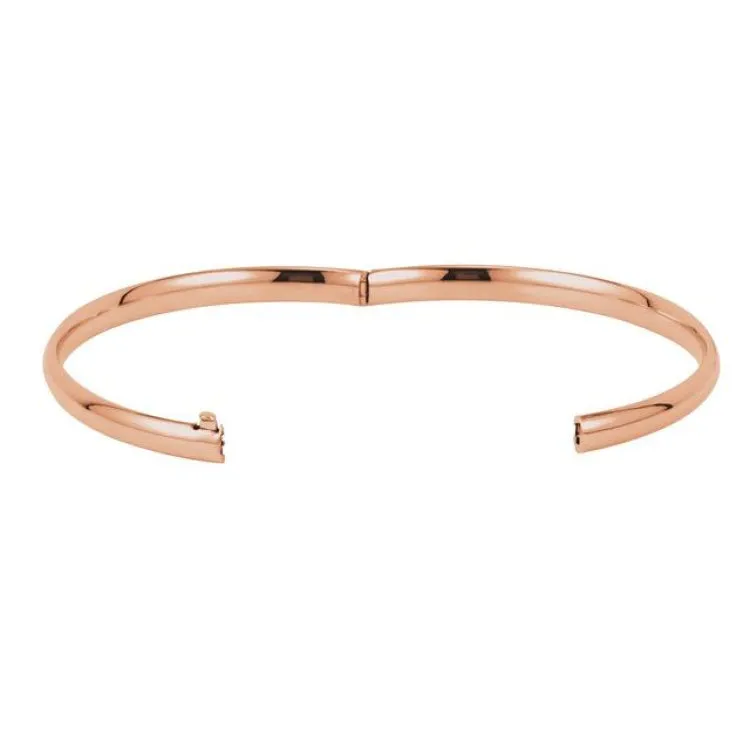 14K Rose 4.75 mm Hinged Bangle 7" Bracelet