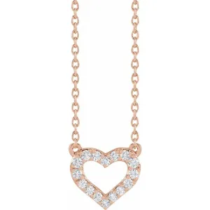 14K Rose Gold 1/5 CTW Lab-Grown Diamond Heart 16-18" Necklace