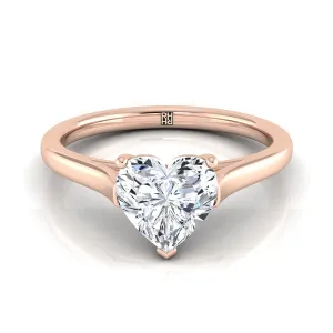 14K Rose Gold Heart Shape Center  Elegant Cathedral Solitaire Engagement Ring